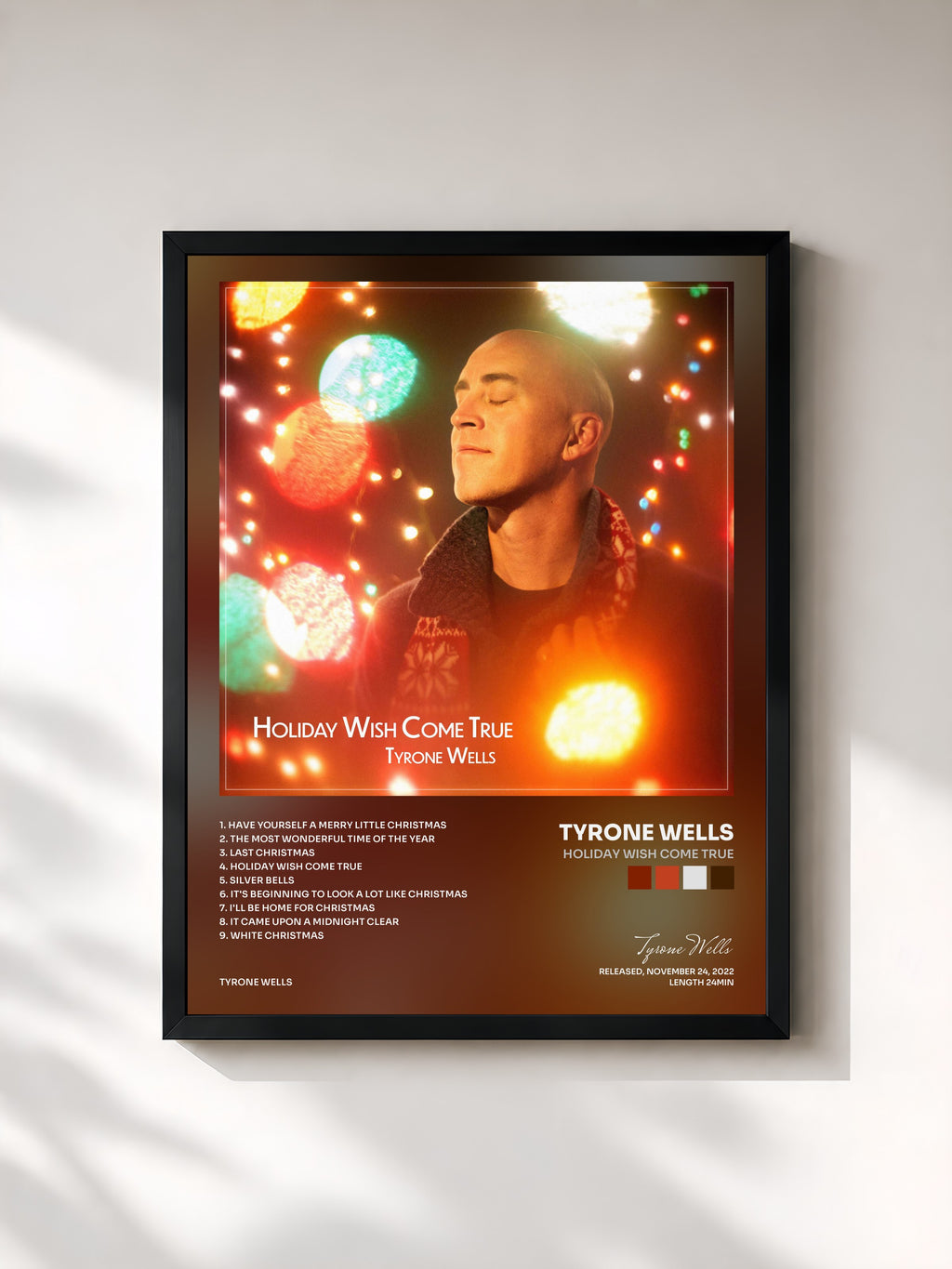 #noir Tableau de l'album Holiday Wish Come True de Tyrone Wells, cadre noir, imprimé et encadré en France