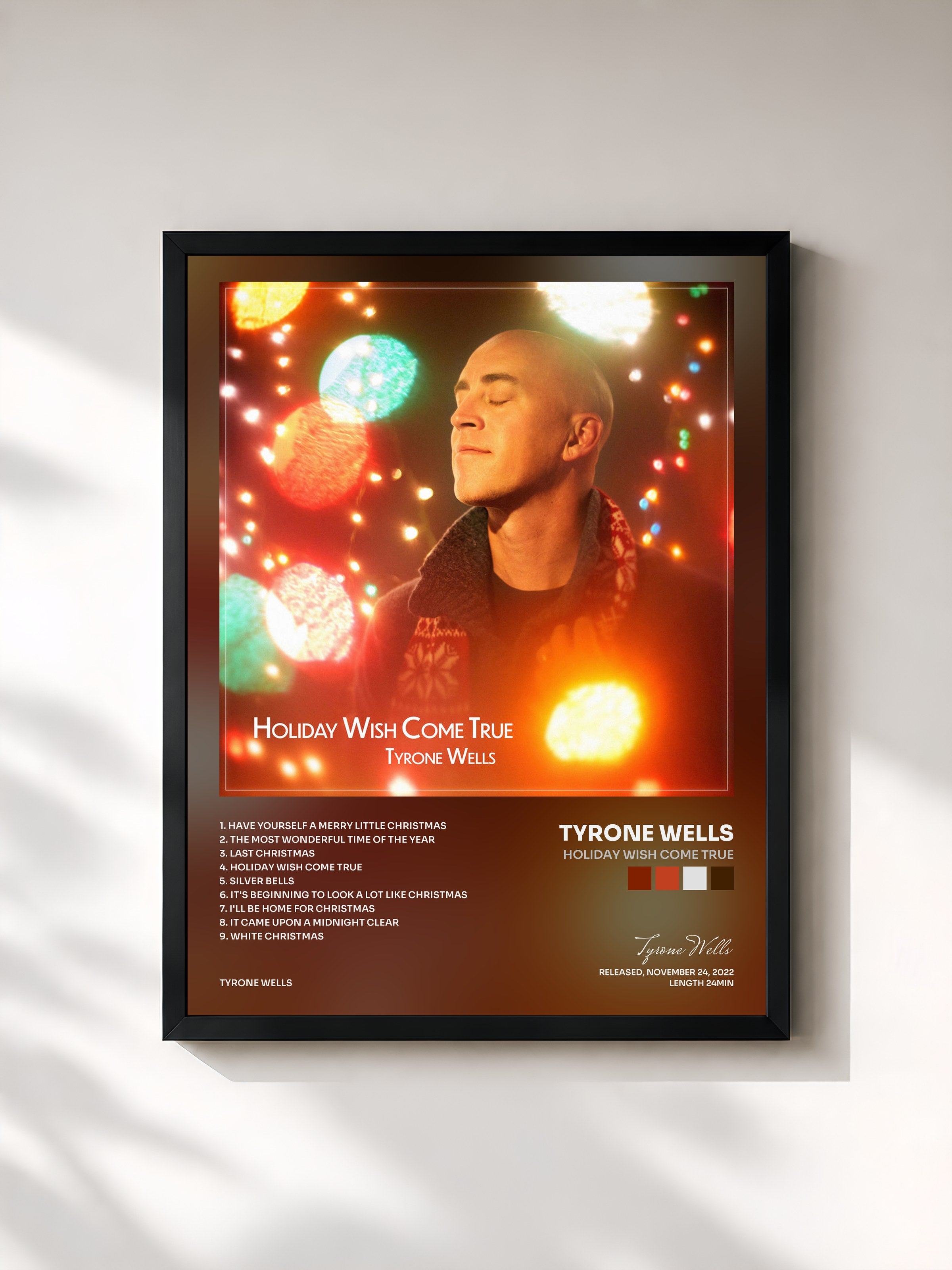 #noir Tableau de l'album Holiday Wish Come True de Tyrone Wells, cadre noir, imprimé et encadré en France