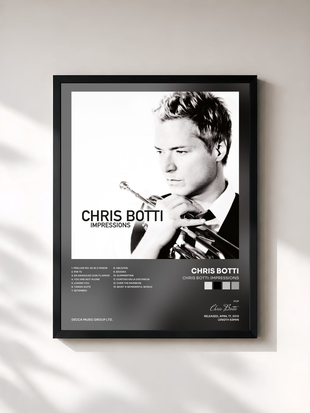#noir Tableau de l'album Chris Botti: Impressions de Chris Botti, cadre noir, imprimé et encadré en France