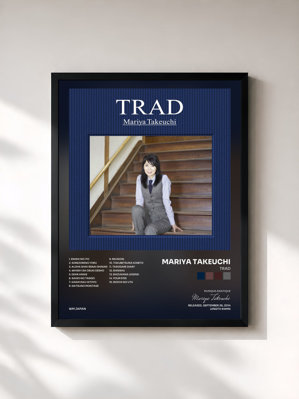 #noir Tableau de l'album TRAD de Mariya Takeuchi, cadre noir, imprimé et encadré en France