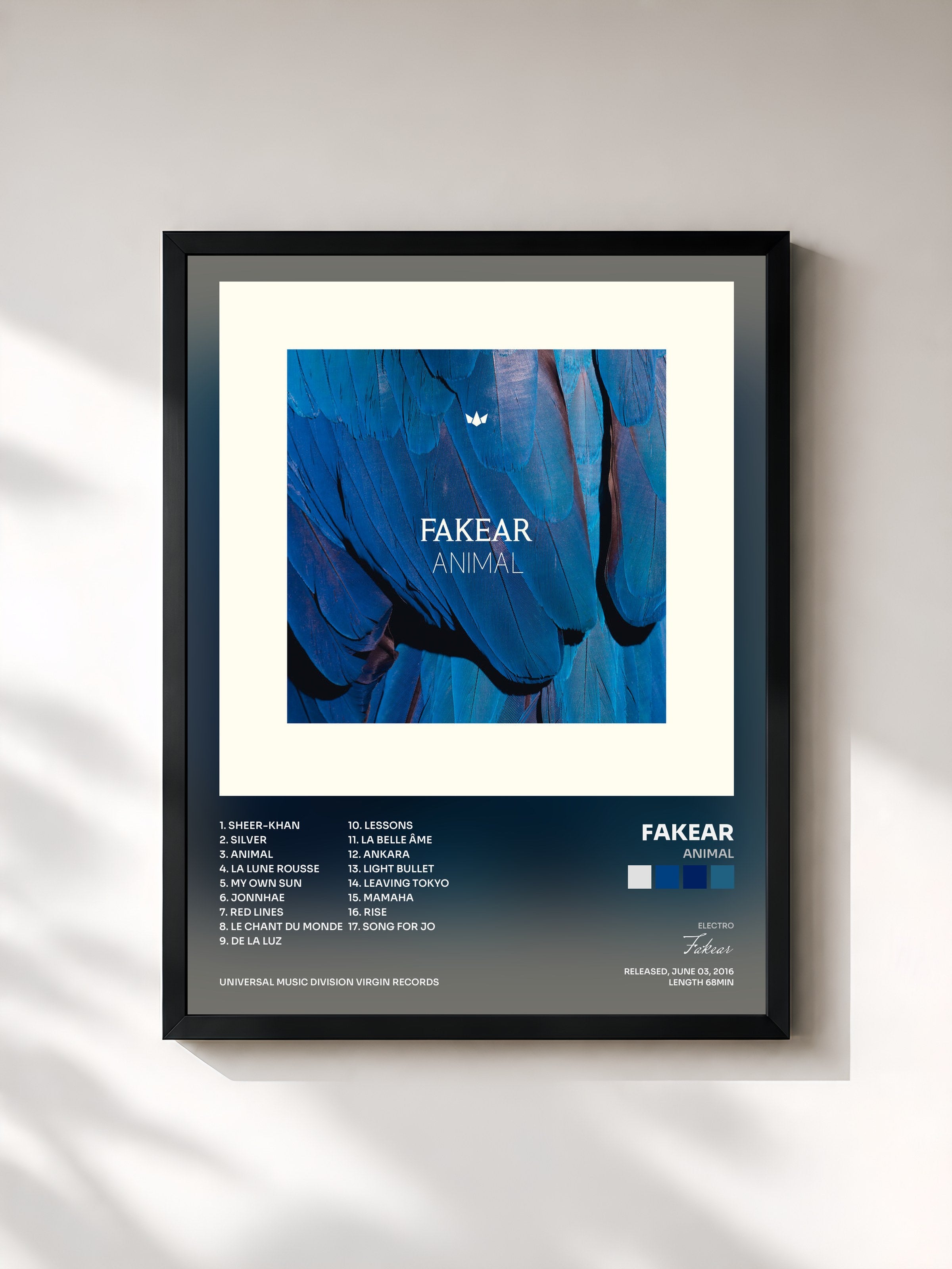 #noir Tableau de l'album Animal de Fakear, cadre noir, imprimé et encadré en France