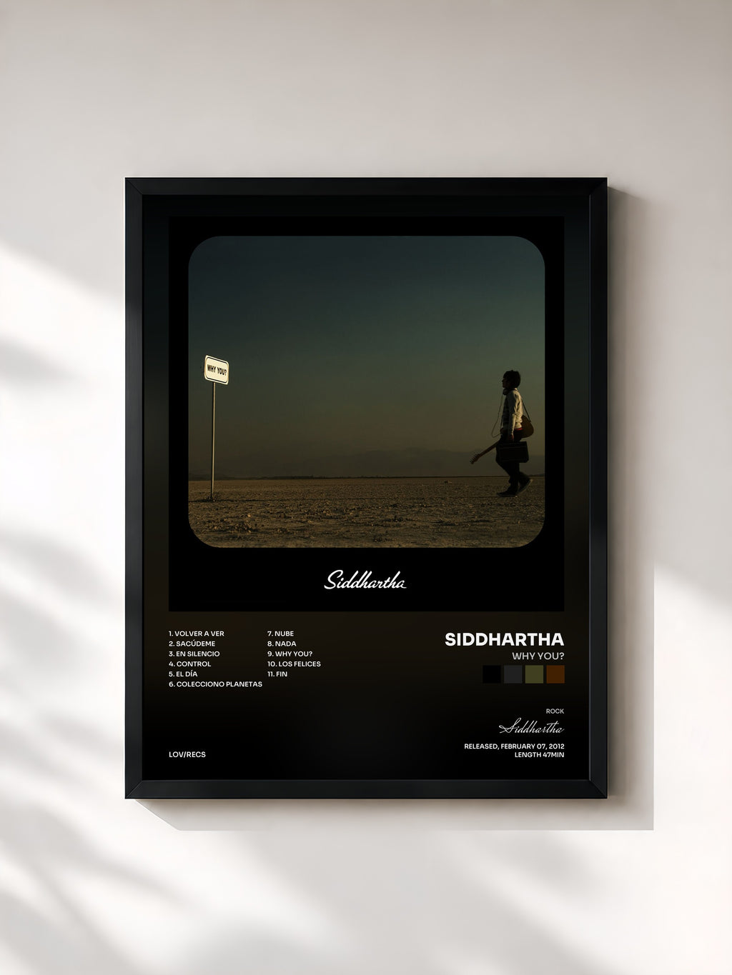 #noir Tableau de l'album Why You? de Siddhartha, cadre noir, imprimé et encadré en France