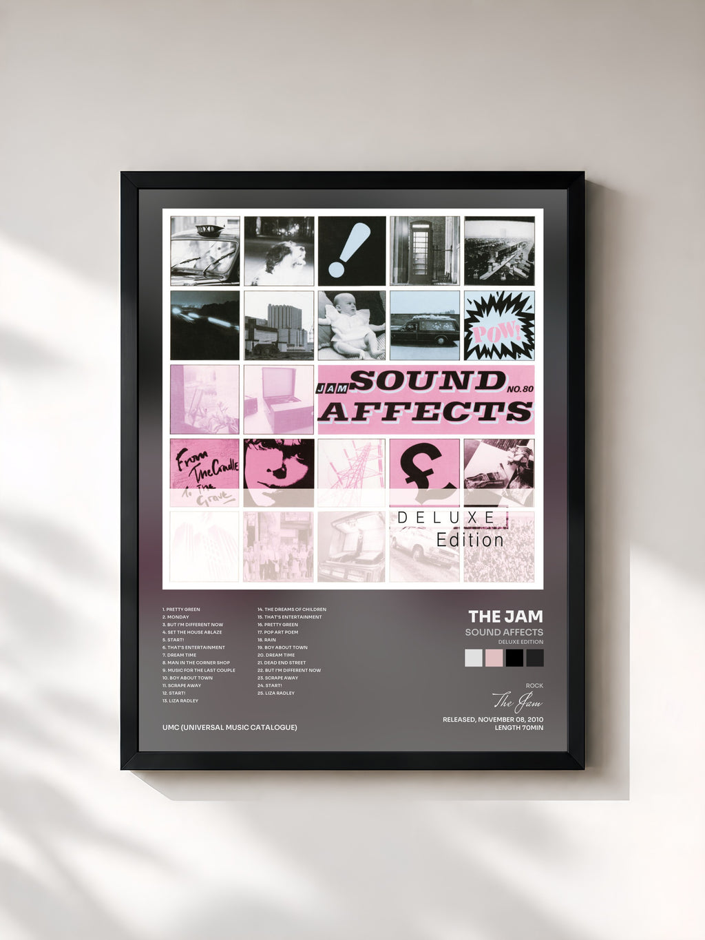 #noir Tableau de l'album Sound Affects (Deluxe Edition) de The Jam, cadre noir, imprimé et encadré en France