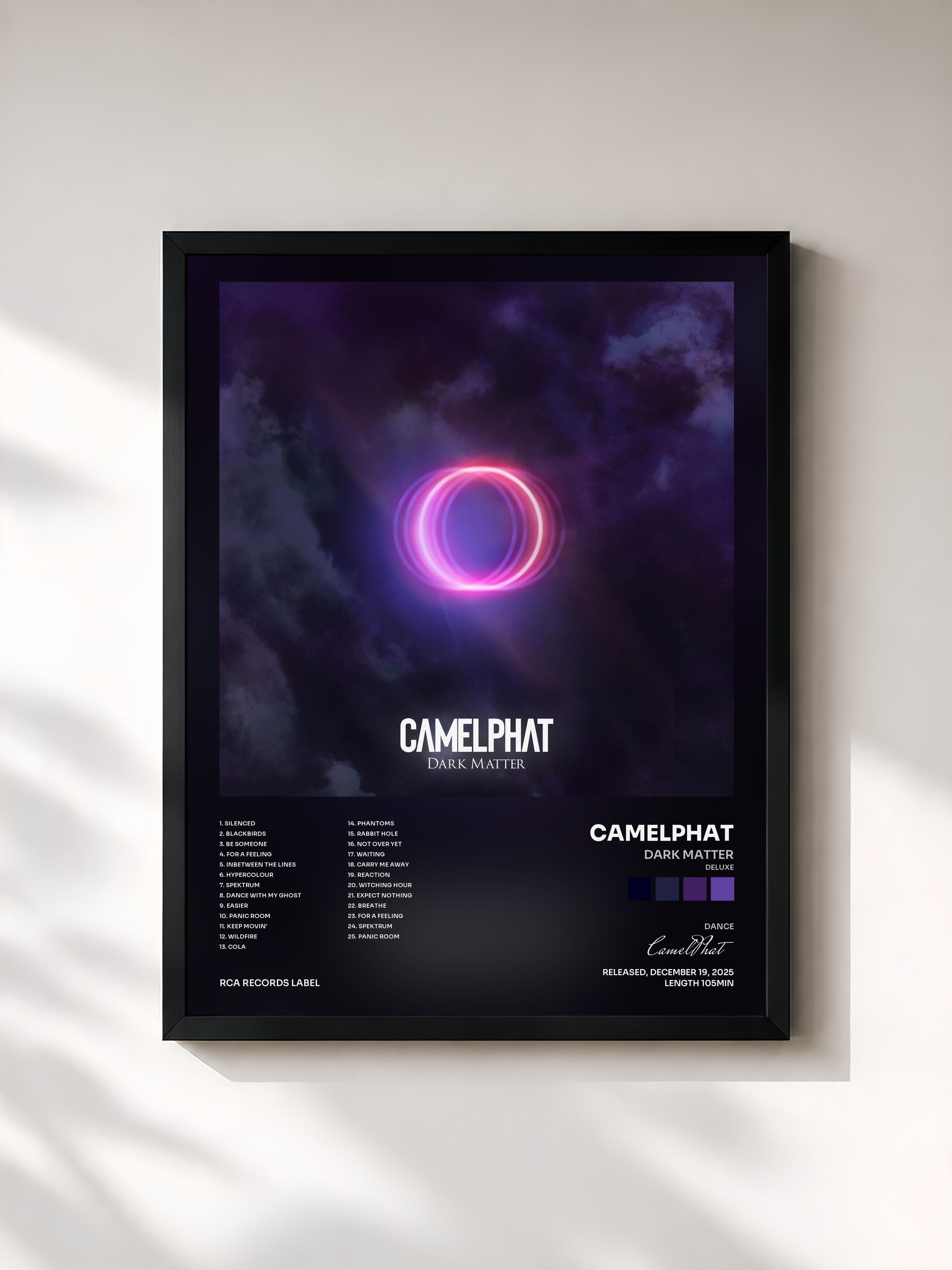 #noir Tableau de l'album Dark Matter (Deluxe) de CamelPhat, cadre noir, imprimé et encadré en France