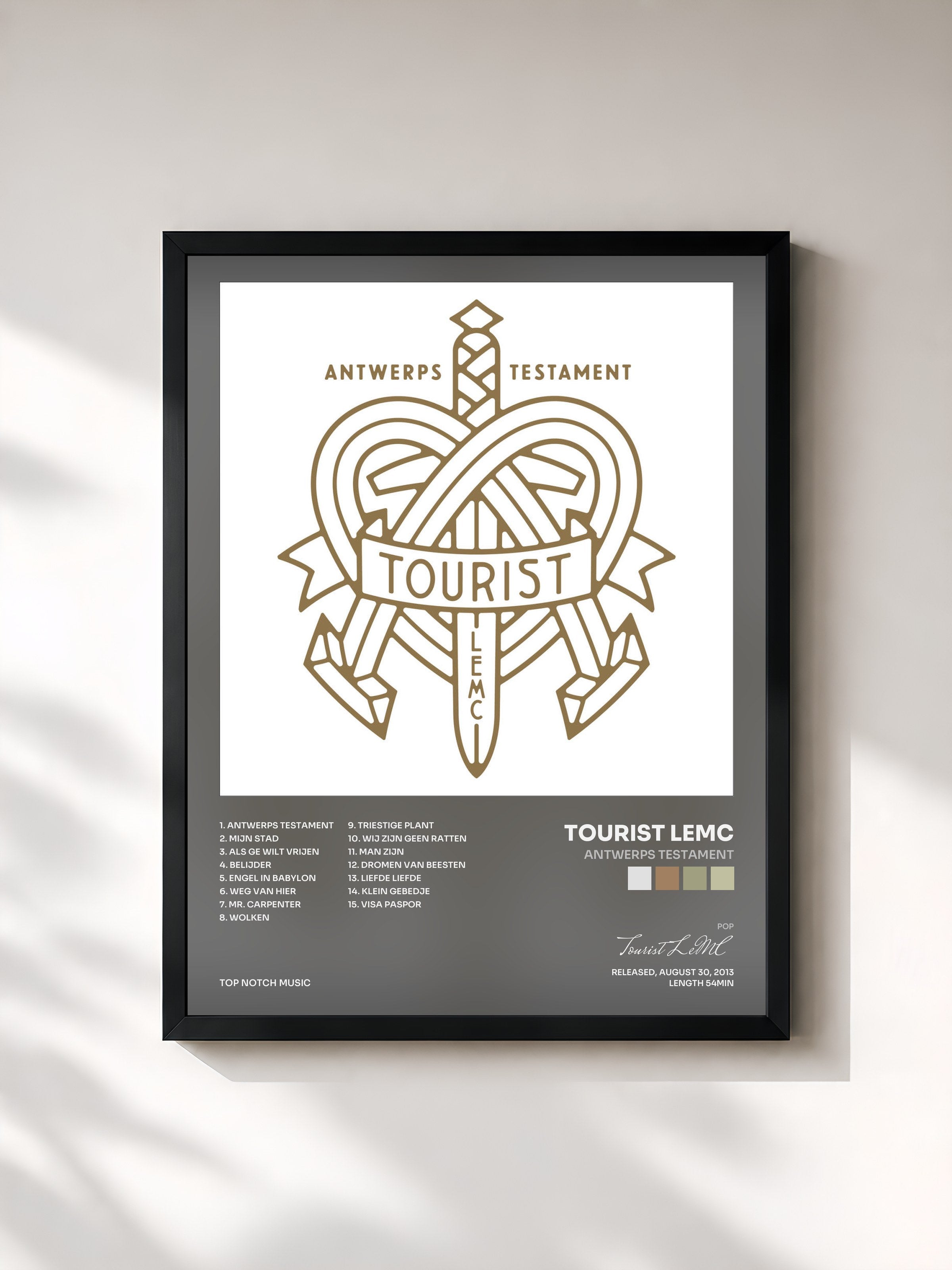 #noir Tableau de l'album Antwerps Testament de Tourist LeMC, cadre noir, imprimé et encadré en France