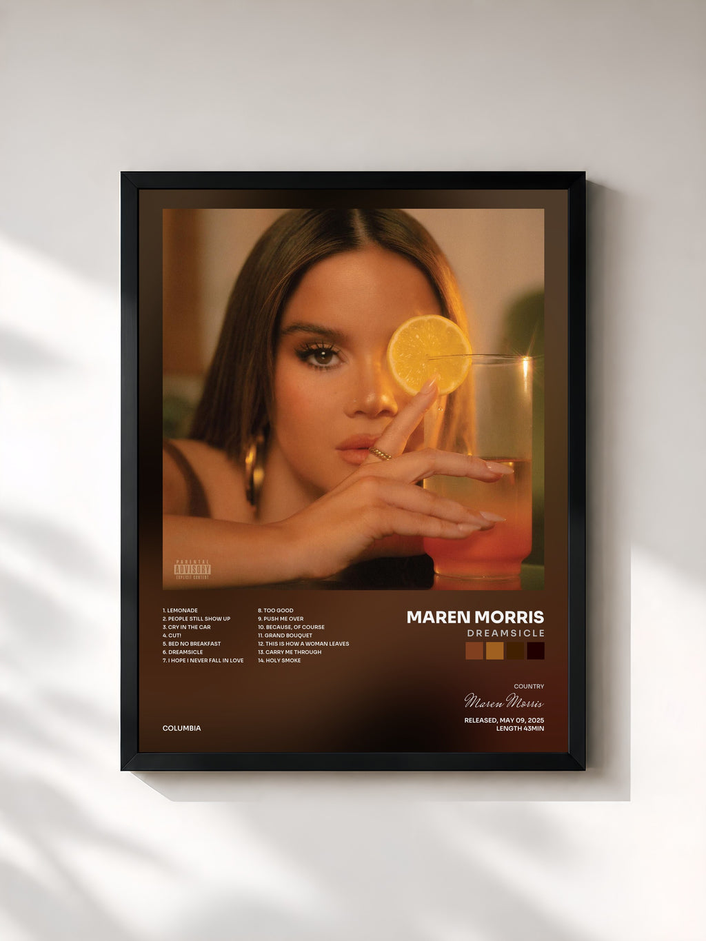 #noir Tableau de l'album D R E A M S I C L E de Maren Morris, cadre noir, imprimé et encadré en France
