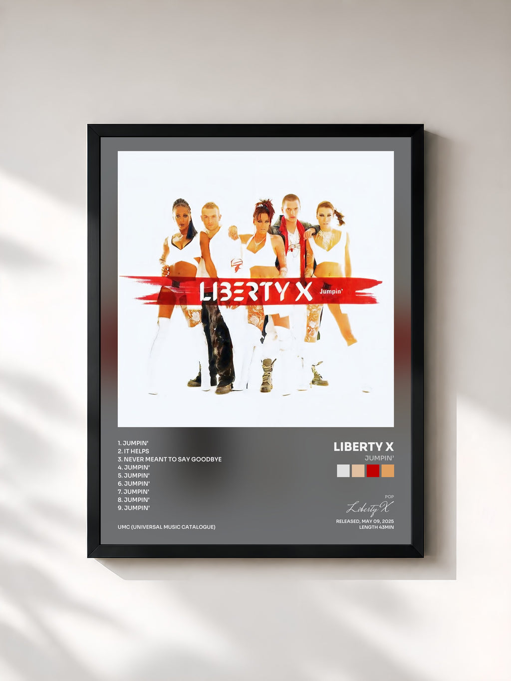 #noir Tableau de l'album Jumpin’ de Liberty X, cadre noir, imprimé et encadré en France