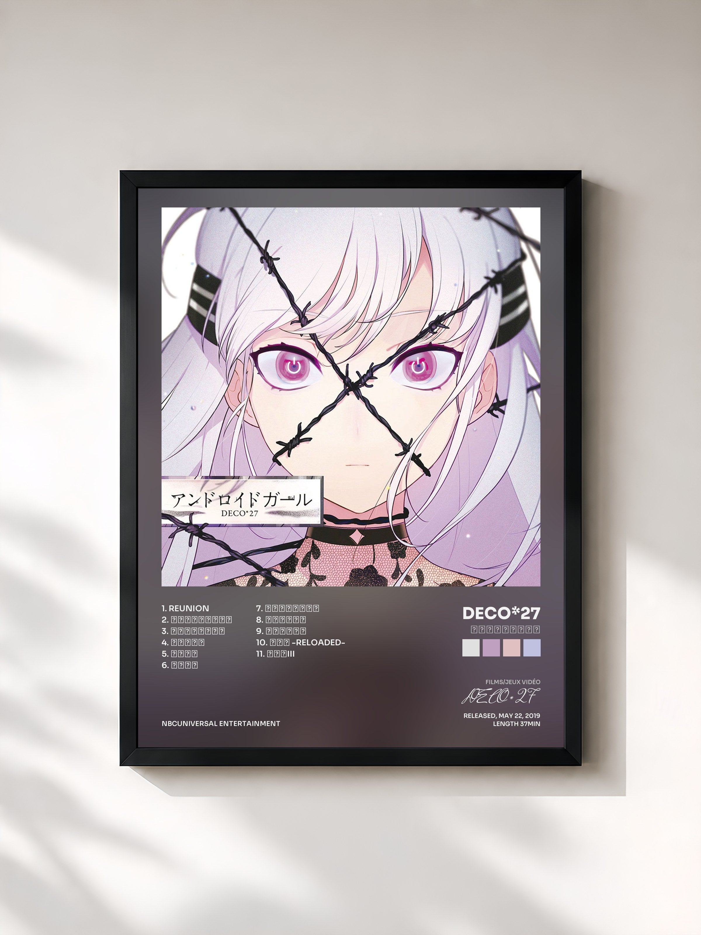 #noir Tableau de l'album アンドロイドガール de DECO*27, cadre noir, imprimé et encadré en France
