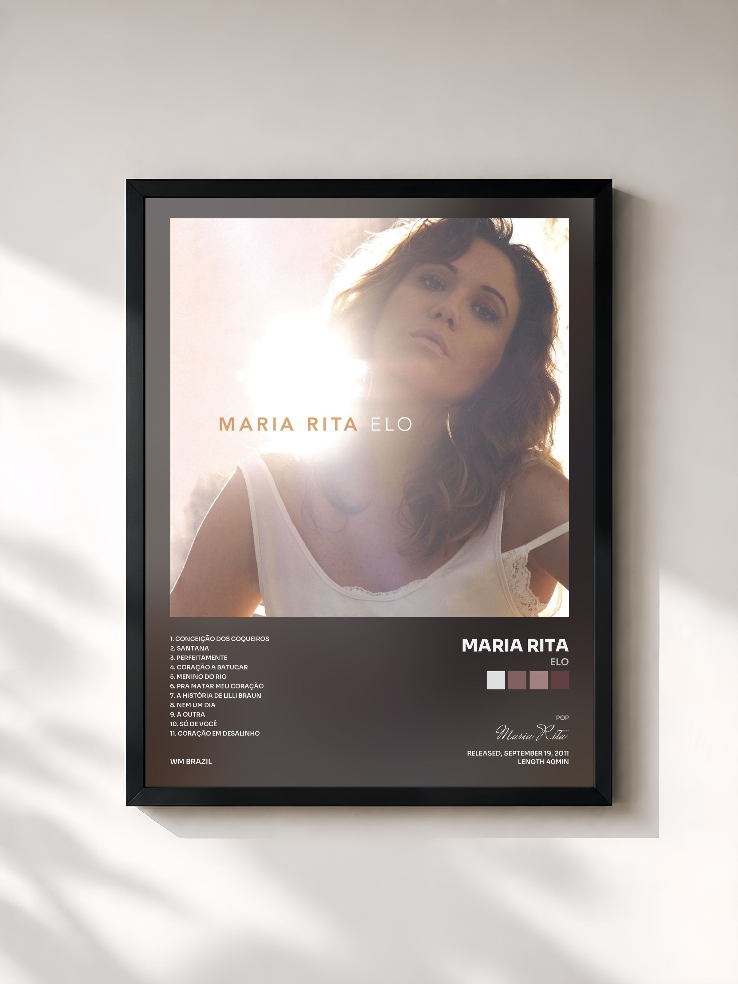 #noir Tableau de l'album Elo de Maria Rita, cadre noir, imprimé et encadré en France