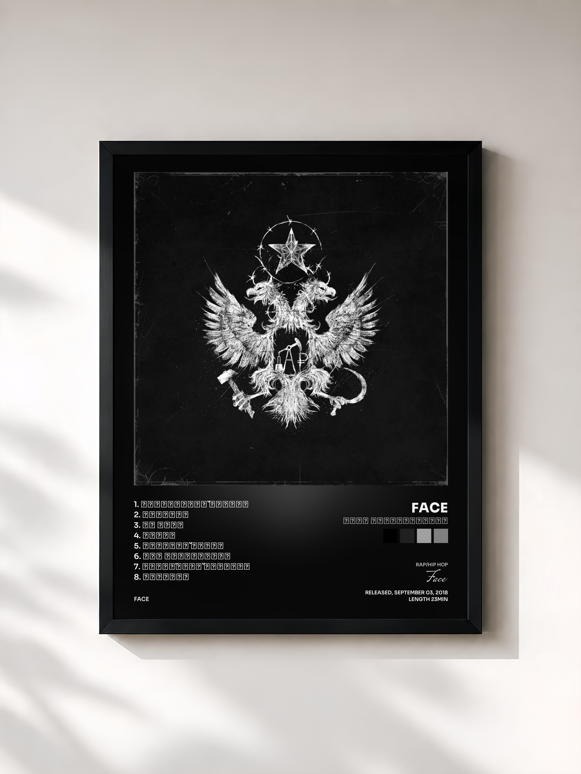 #noir Tableau de l'album ПУТИ НЕИСПОВЕДИМЫ de Face, cadre noir, imprimé et encadré en France