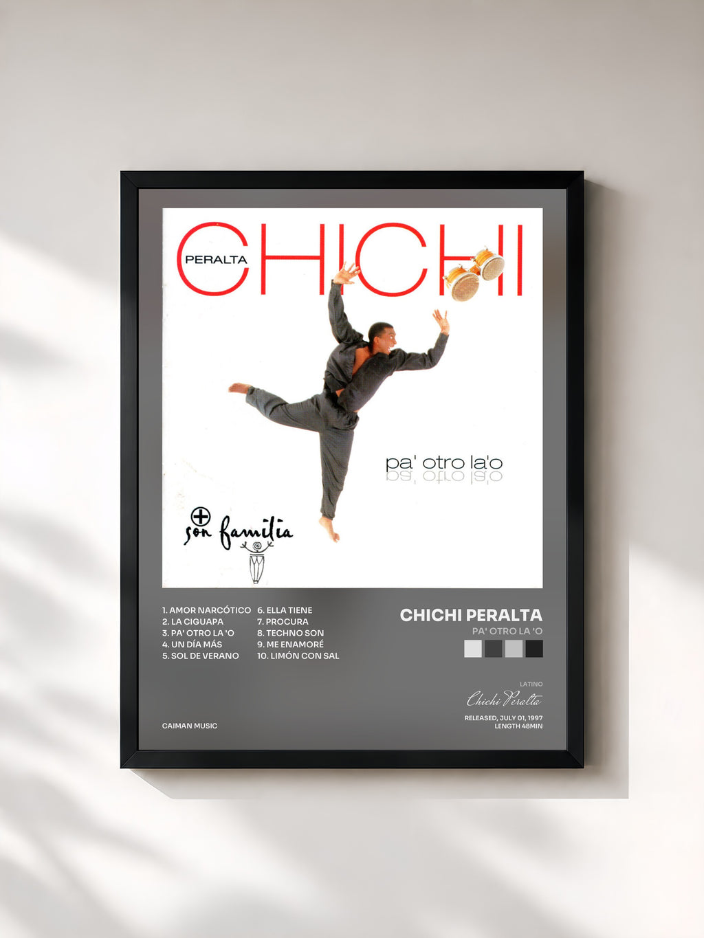 #noir Tableau de l'album Pa' Otro La 'O de Chichi Peralta, cadre noir, imprimé et encadré en France