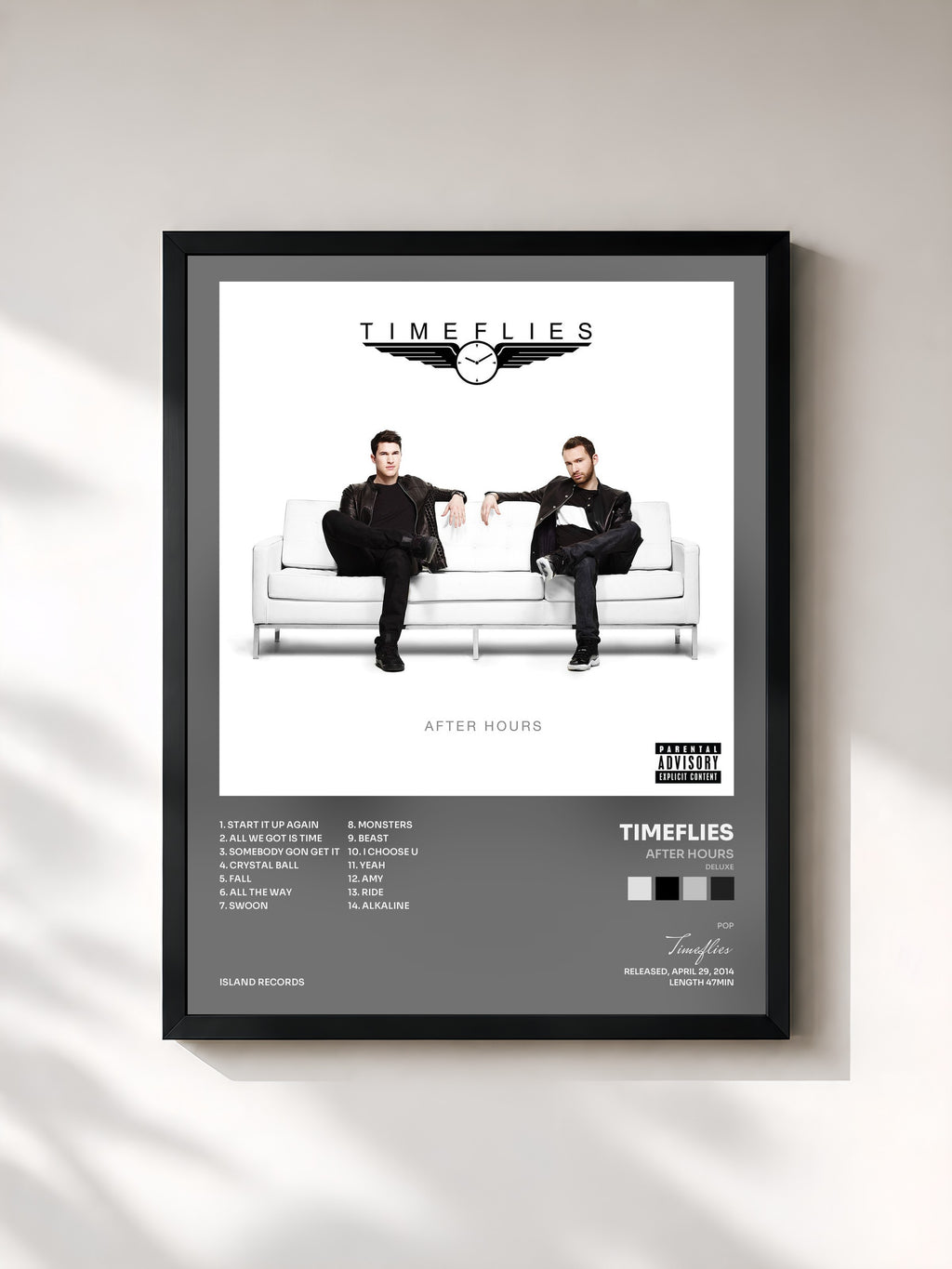 #noir Tableau de l'album After Hours (Deluxe) de Timeflies, cadre noir, imprimé et encadré en France