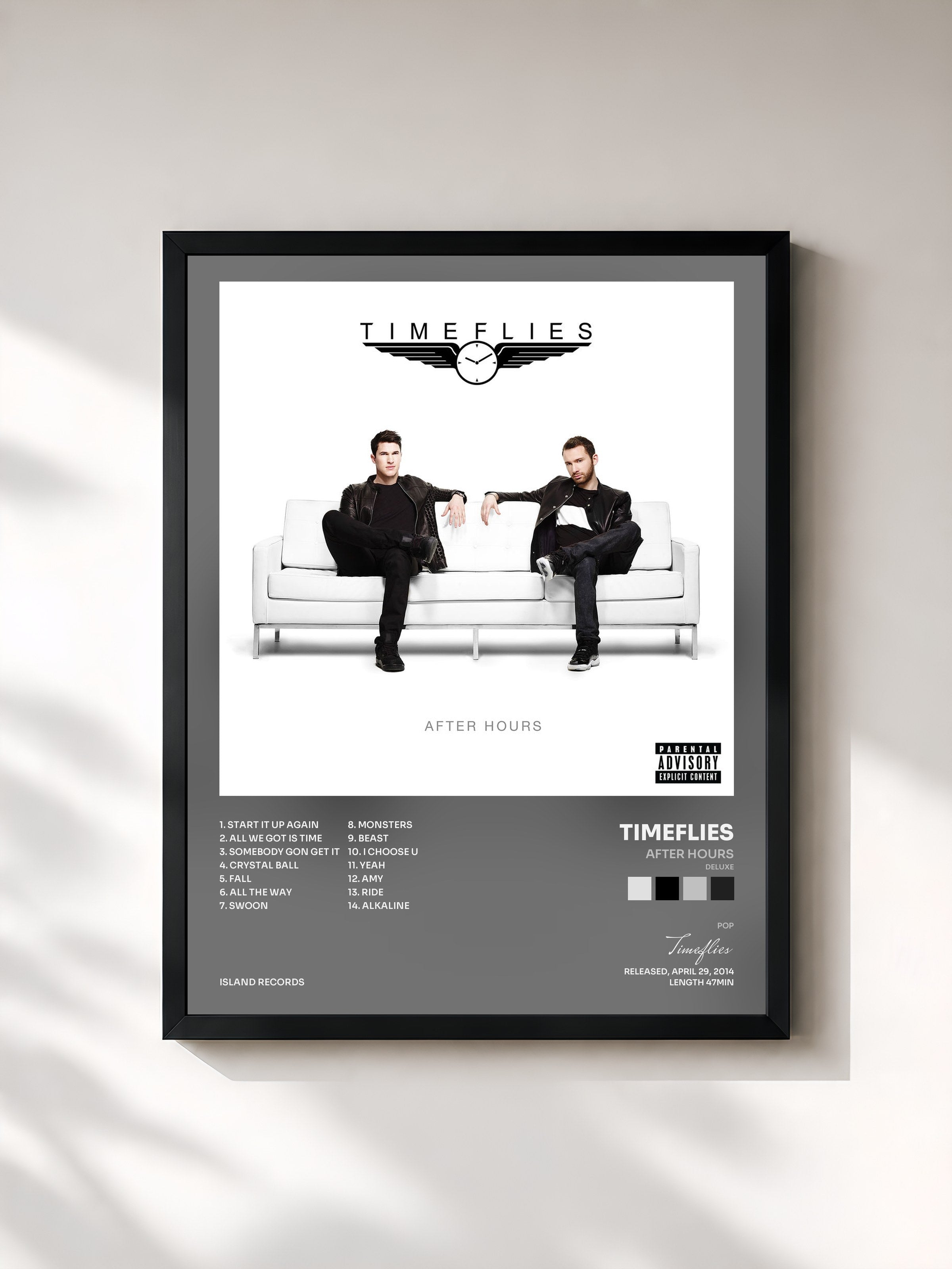 #noir Tableau de l'album After Hours (Deluxe) de Timeflies, cadre noir, imprimé et encadré en France