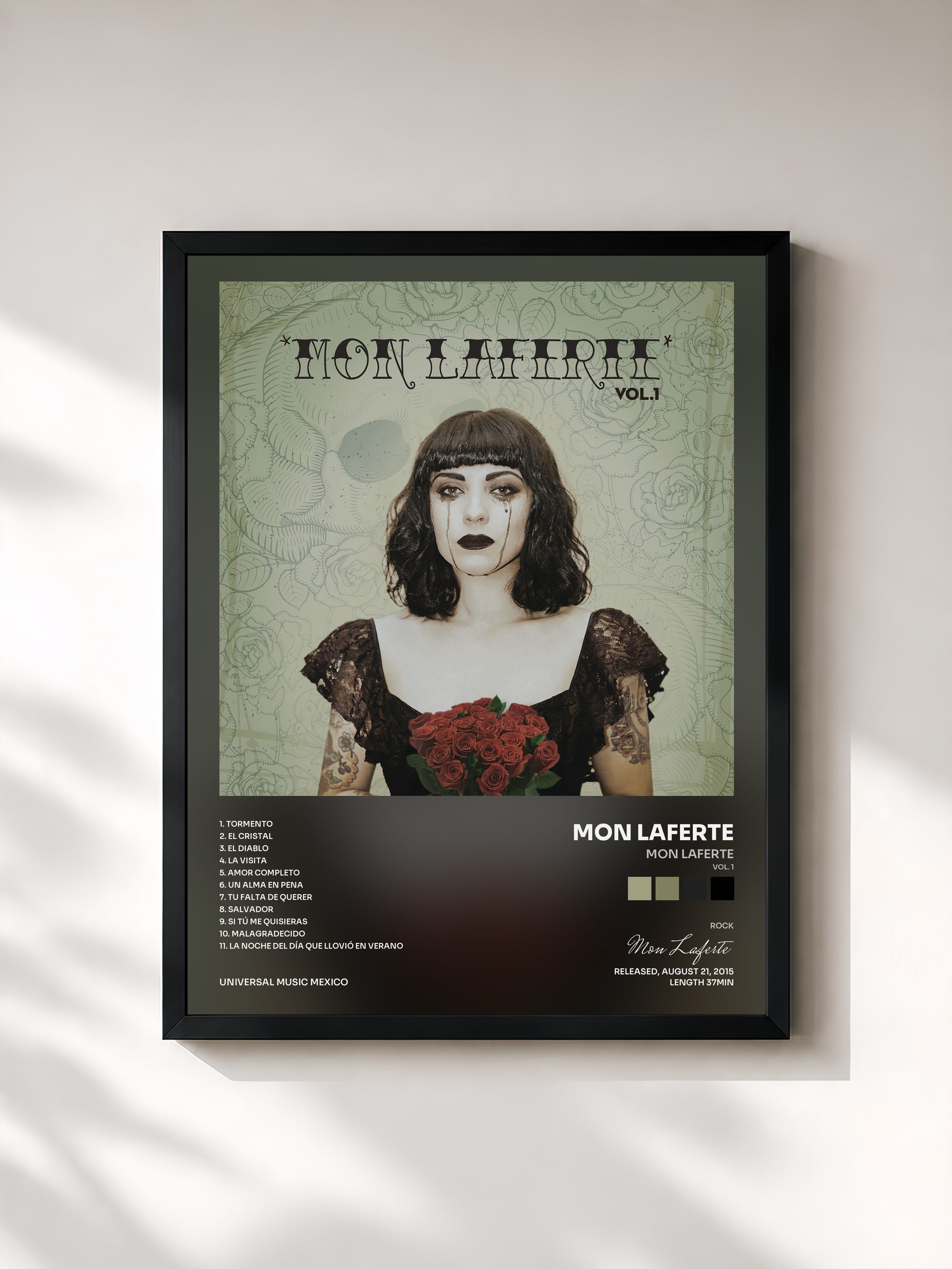 #noir Tableau de l'album Mon Laferte (Vol. 1) de Mon Laferte, cadre noir, imprimé et encadré en France