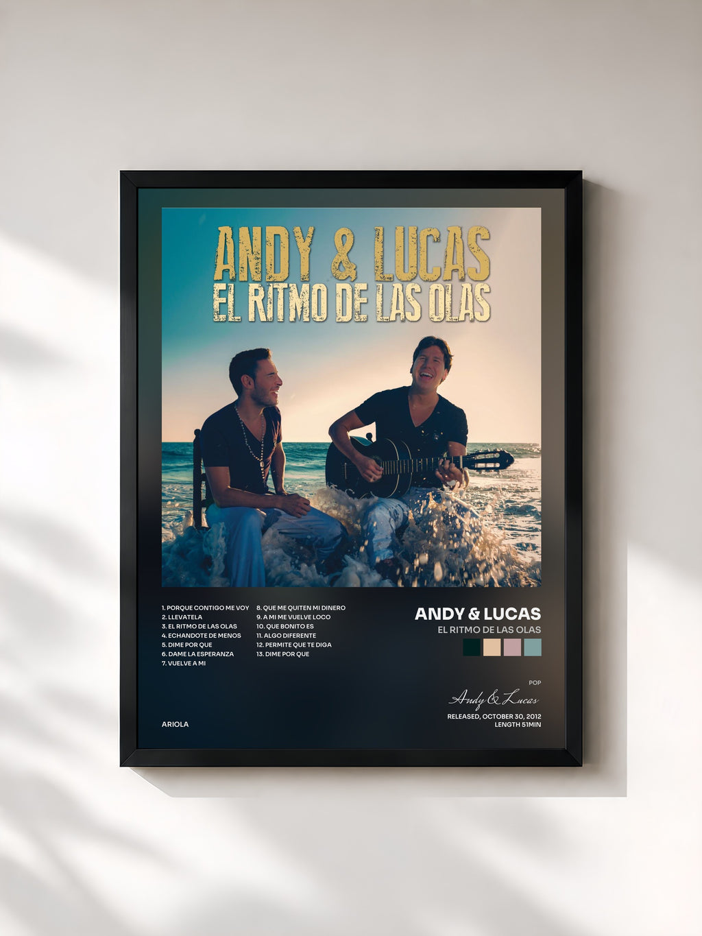 #noir Tableau de l'album El Ritmo De Las Olas de Andy & Lucas, cadre noir, imprimé et encadré en France