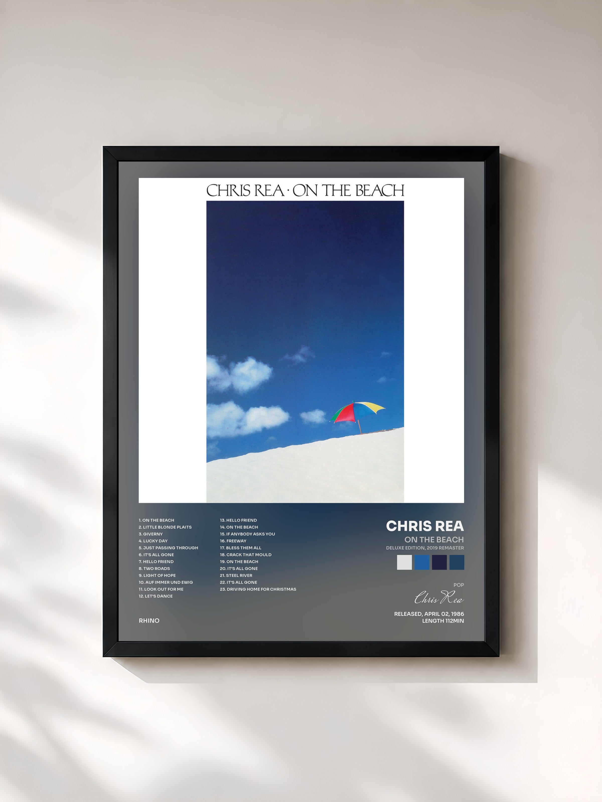 #noir Tableau de l'album On the Beach (Deluxe Edition, 2019 Remaster) de Chris Rea, cadre noir, imprimé et encadré en France