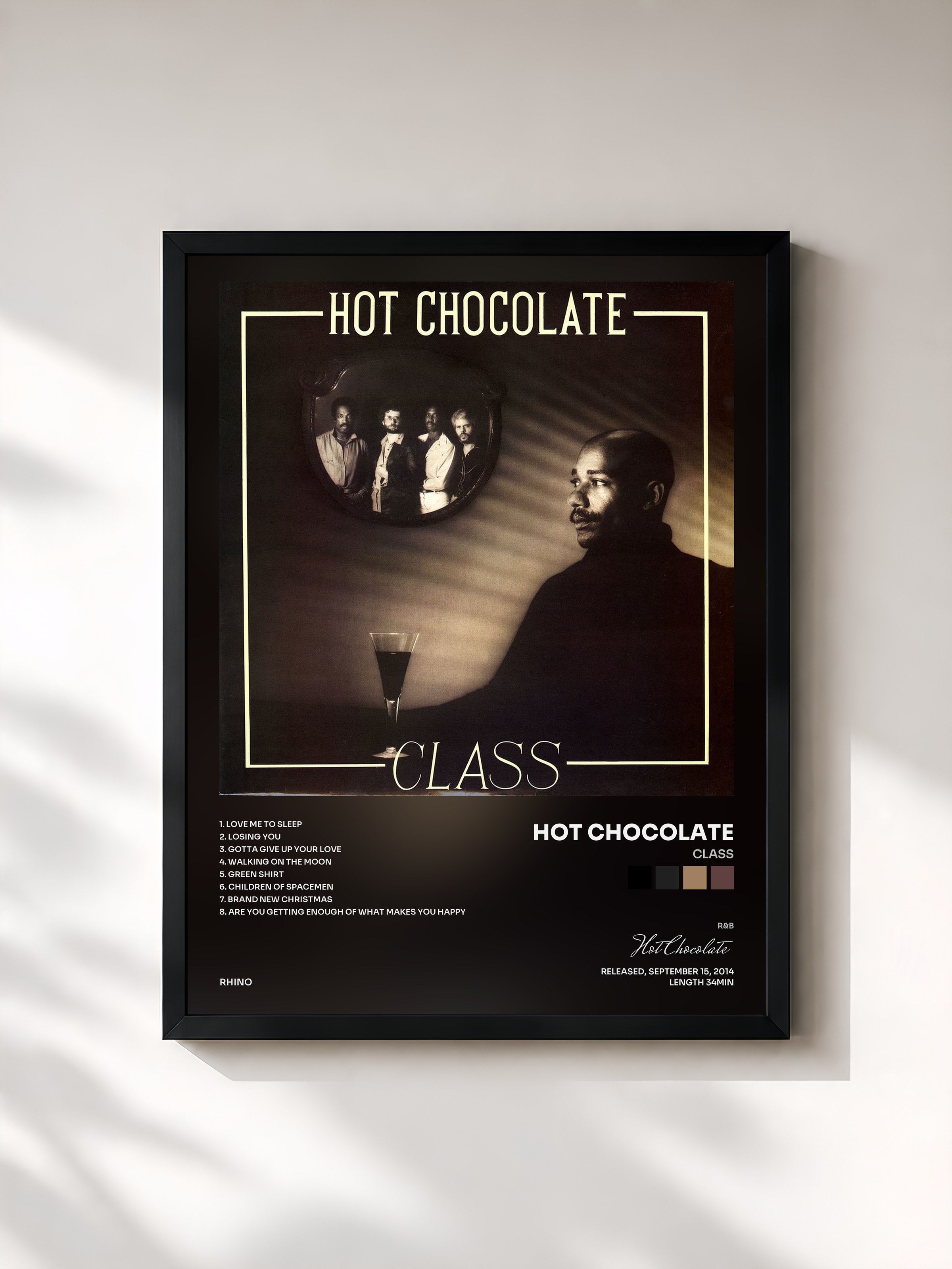 #noir Tableau de l'album Class de Hot Chocolate, cadre noir, imprimé et encadré en France