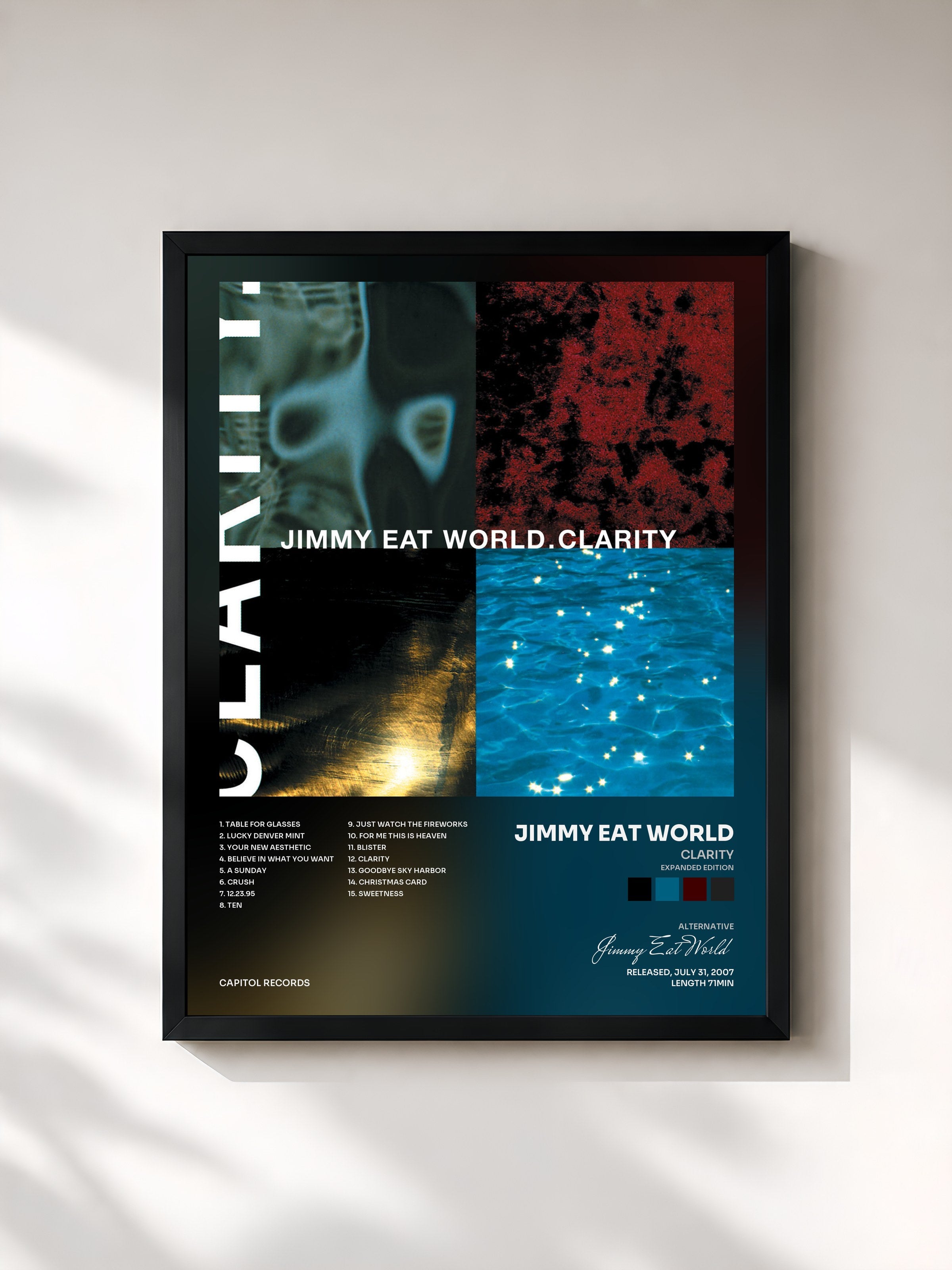 #noir Tableau de l'album Clarity (Expanded Edition) de Jimmy Eat World, cadre noir, imprimé et encadré en France