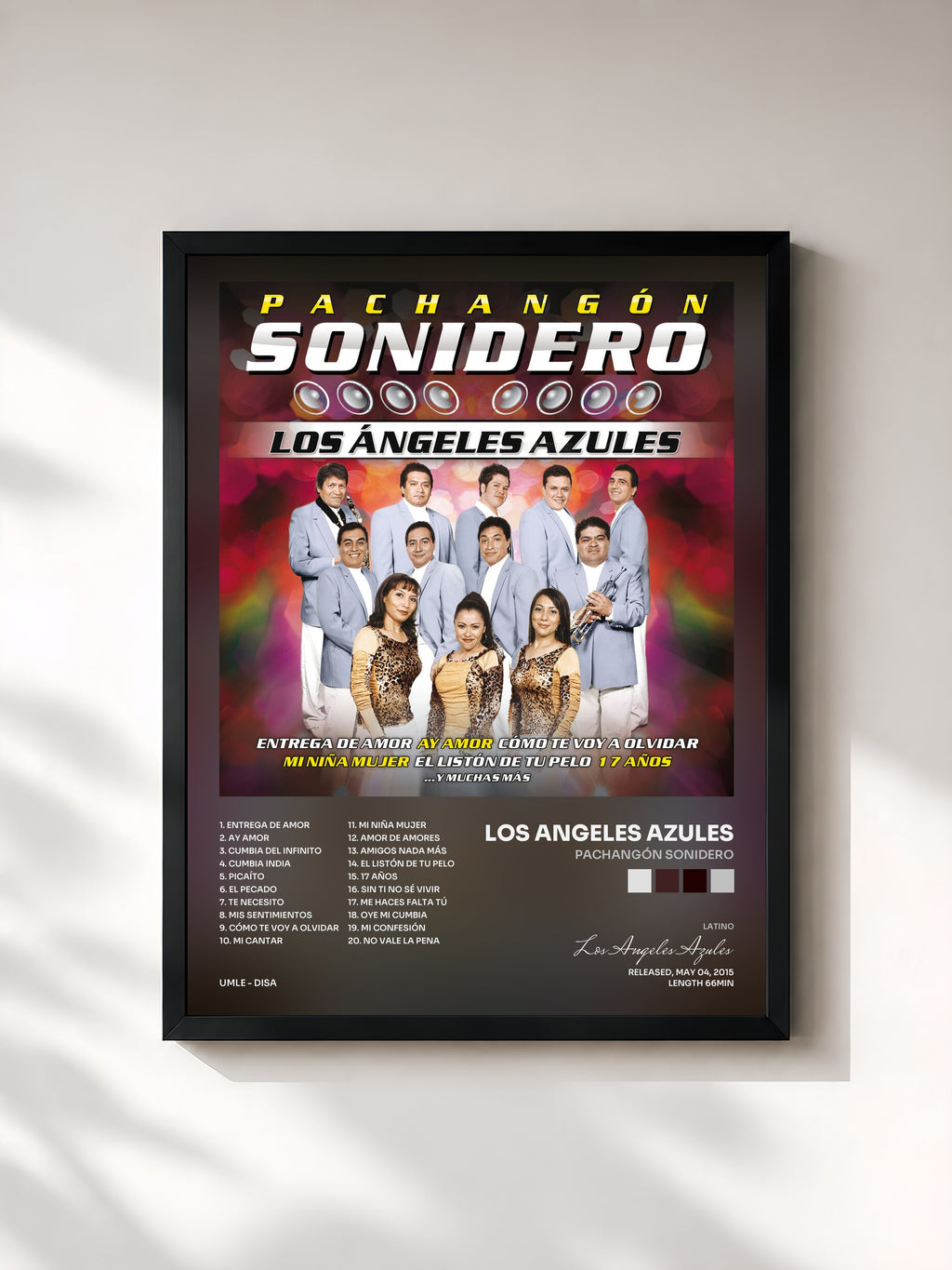 #noir Pachangón Sonidero by Los Angeles Azules as a framed art print, black frame, printed and framed in France