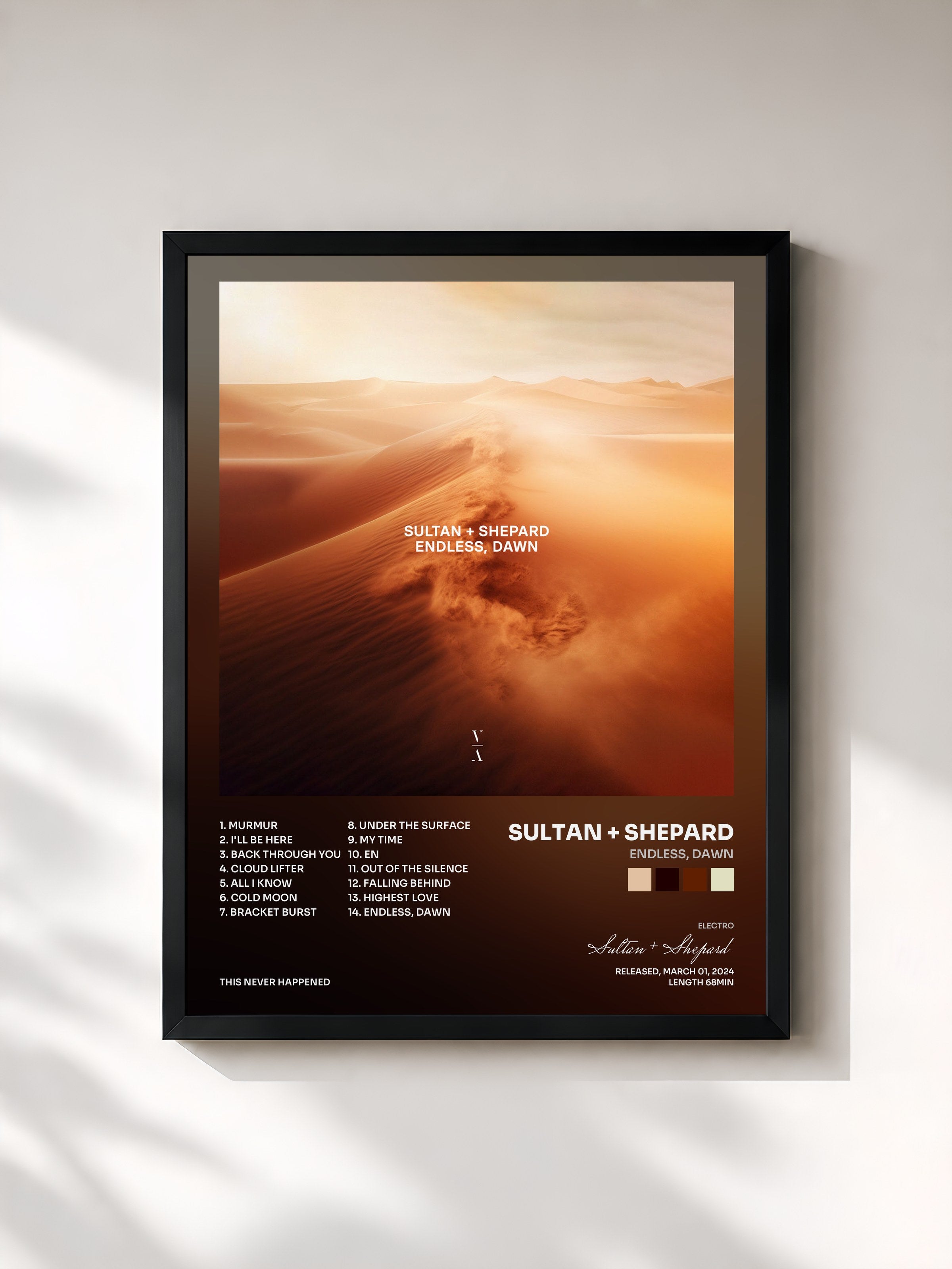 #noir Tableau de l'album Endless, Dawn de Sultan + Shepard, cadre noir, imprimé et encadré en France