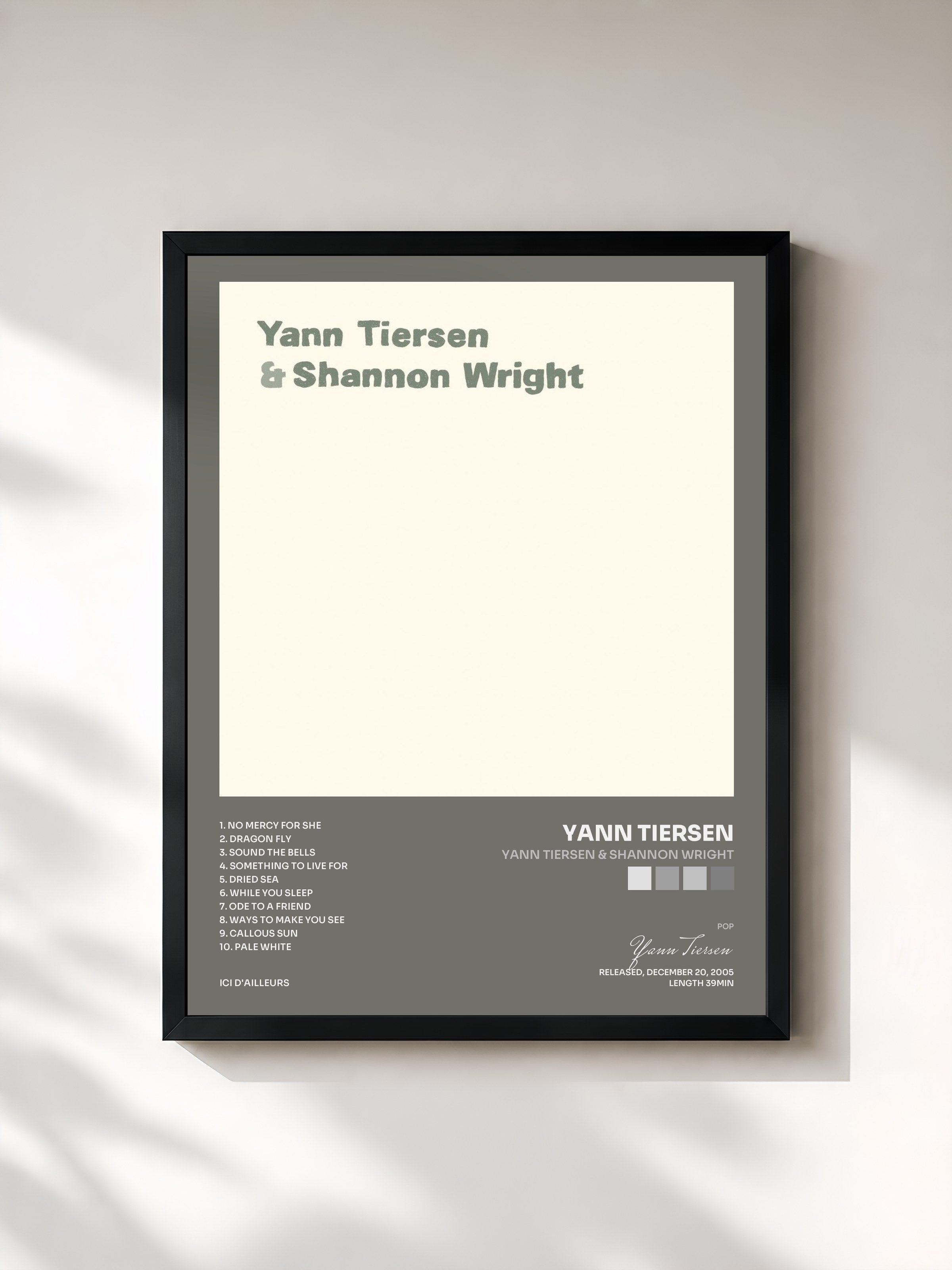 #noir Tableau de l'album Yann tiersen & shannon wright de Yann Tiersen, cadre noir, imprimé et encadré en France