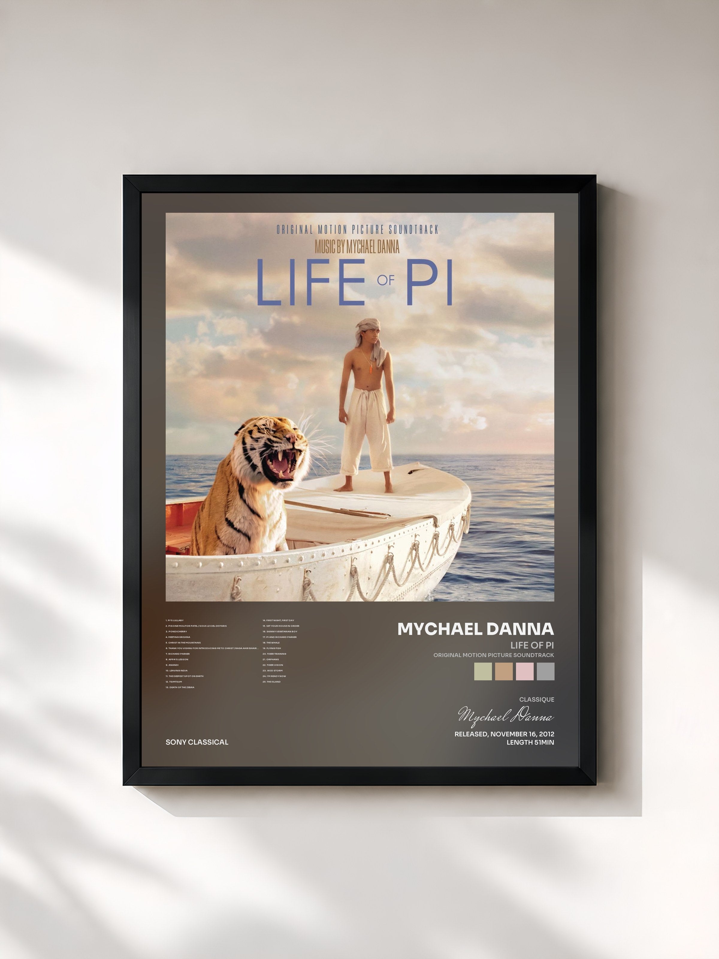 #noir Tableau de l'album Life of Pi (Original Motion Picture Soundtrack) de Mychael Danna, cadre noir, imprimé et encadré en France