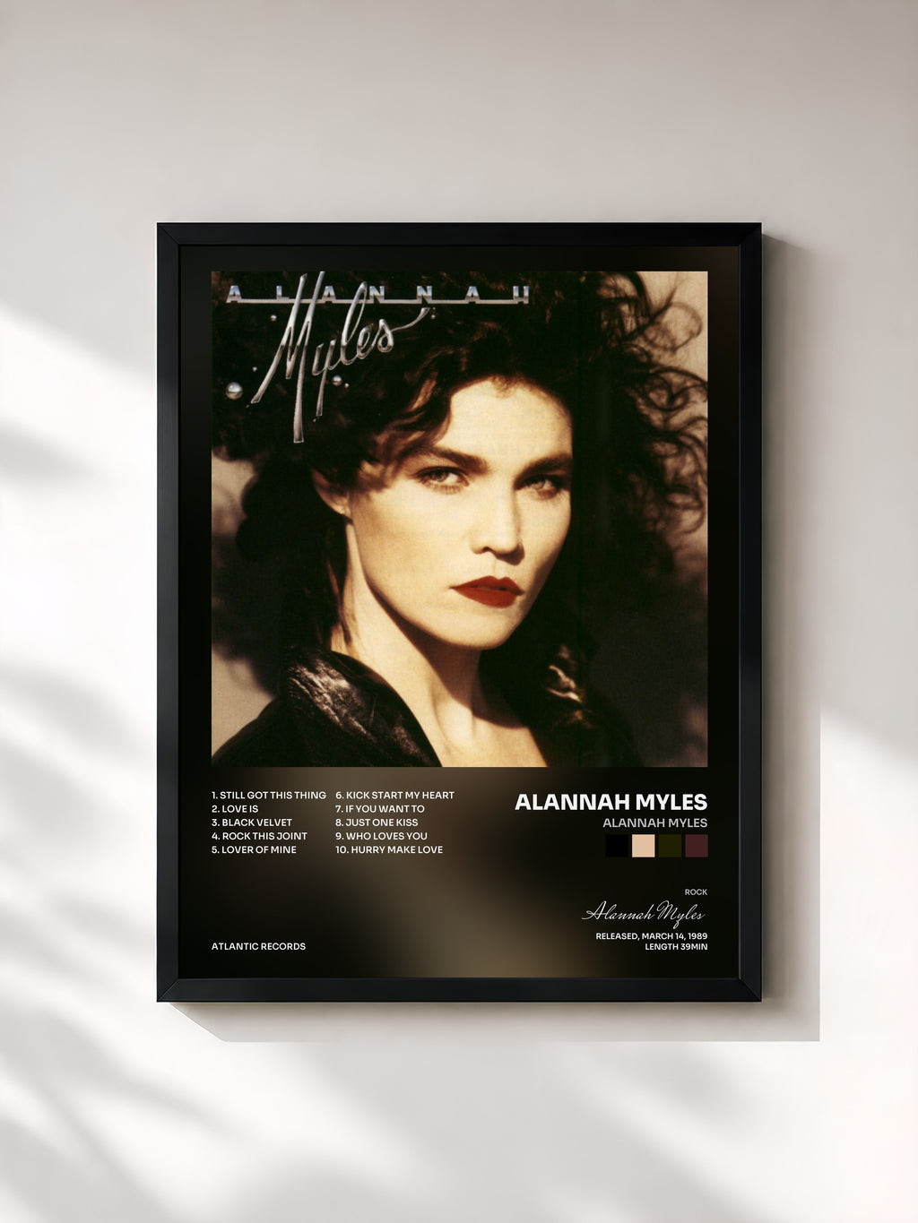 #noir Tableau de l'album Alannah Myles de Alannah Myles, cadre noir, imprimé et encadré en France