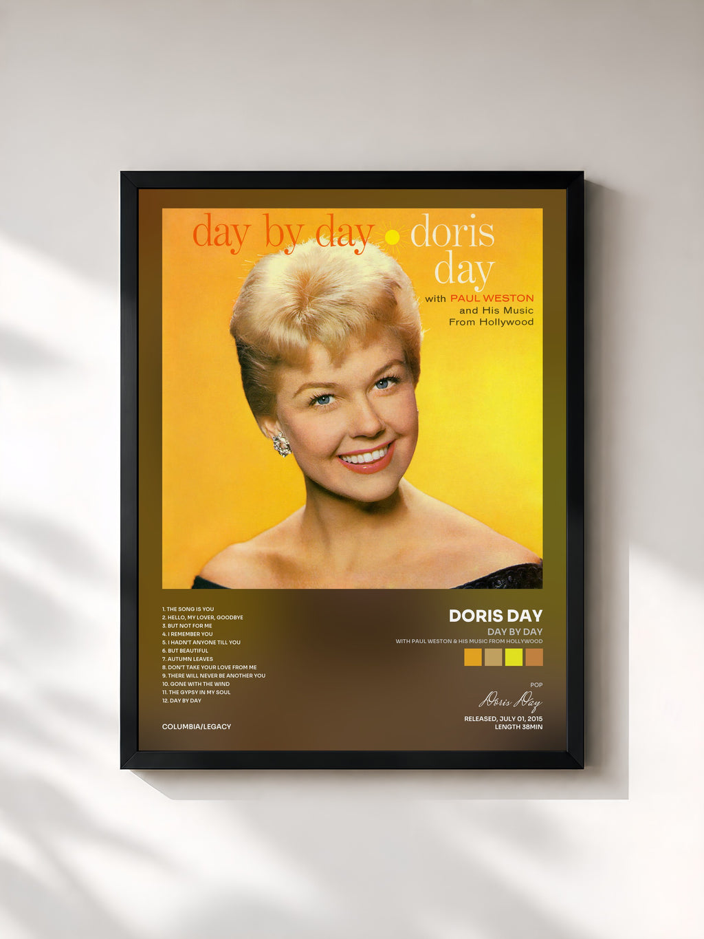 #noir Tableau de l'album Day By Day (with Paul Weston & His Music From Hollywood) de Doris Day, cadre noir, imprimé et encadré en France