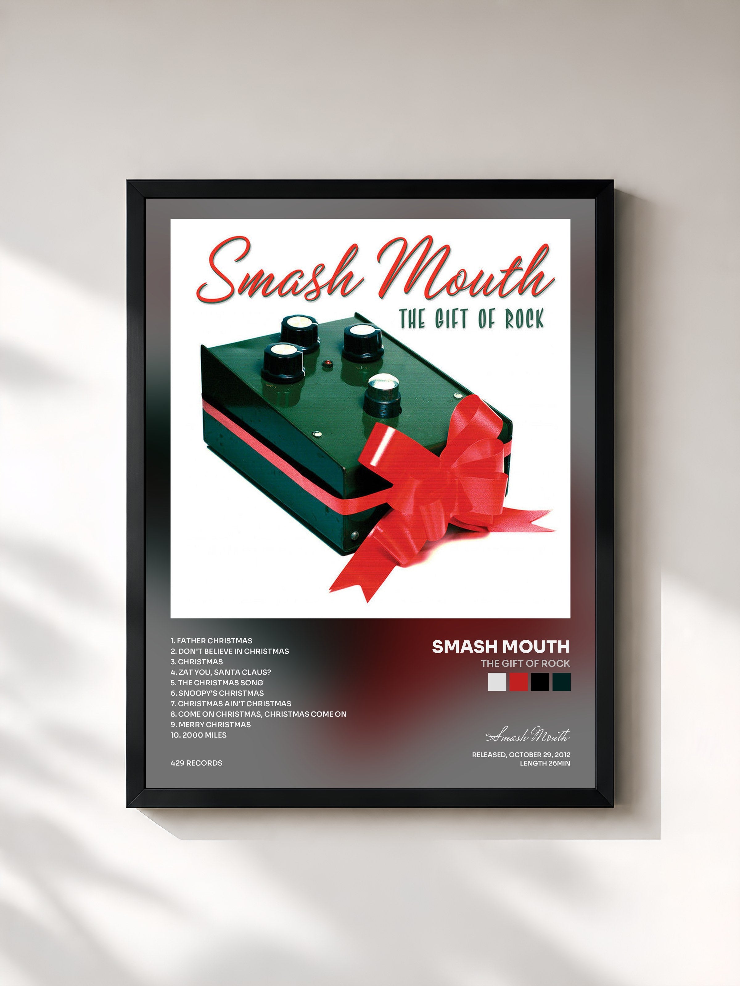 #noir Tableau de l'album The Gift Of Rock de Smash Mouth, cadre noir, imprimé et encadré en France