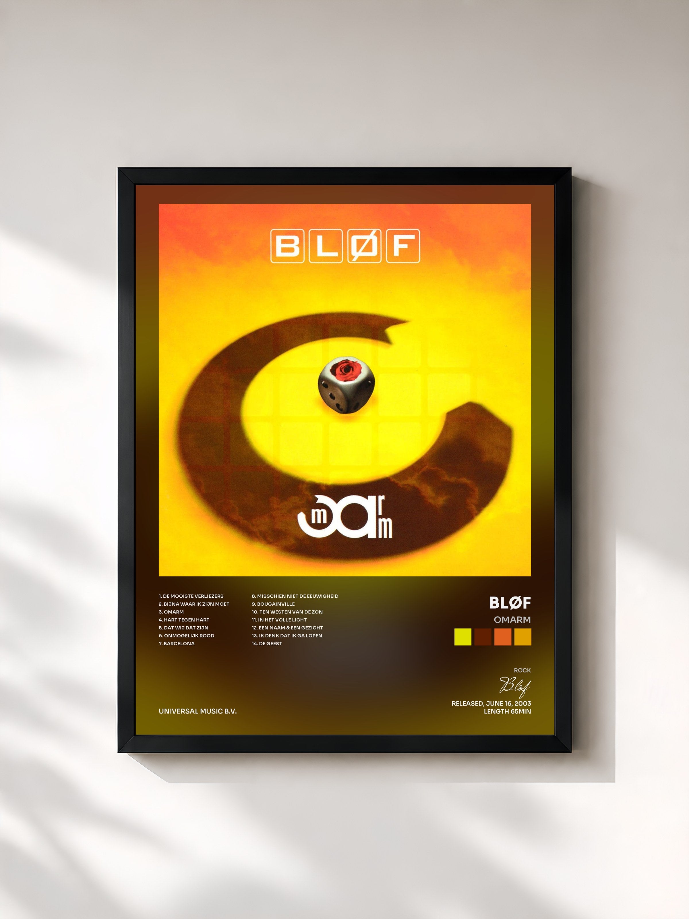 #noir Tableau de l'album Omarm de Bløf, cadre noir, imprimé et encadré en France
