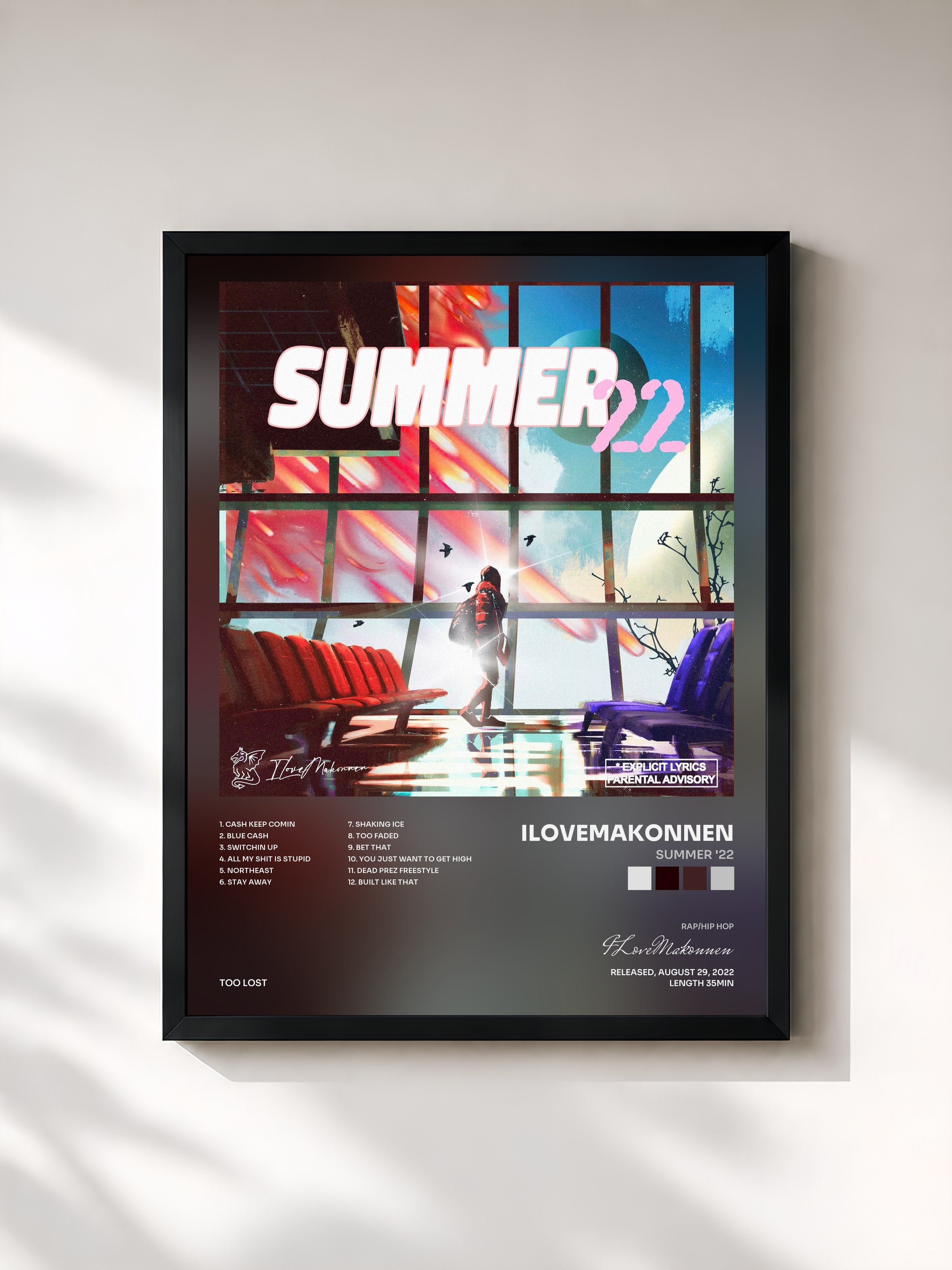 #noir Tableau de l'album Summer '22 de ILoveMakonnen, cadre noir, imprimé et encadré en France