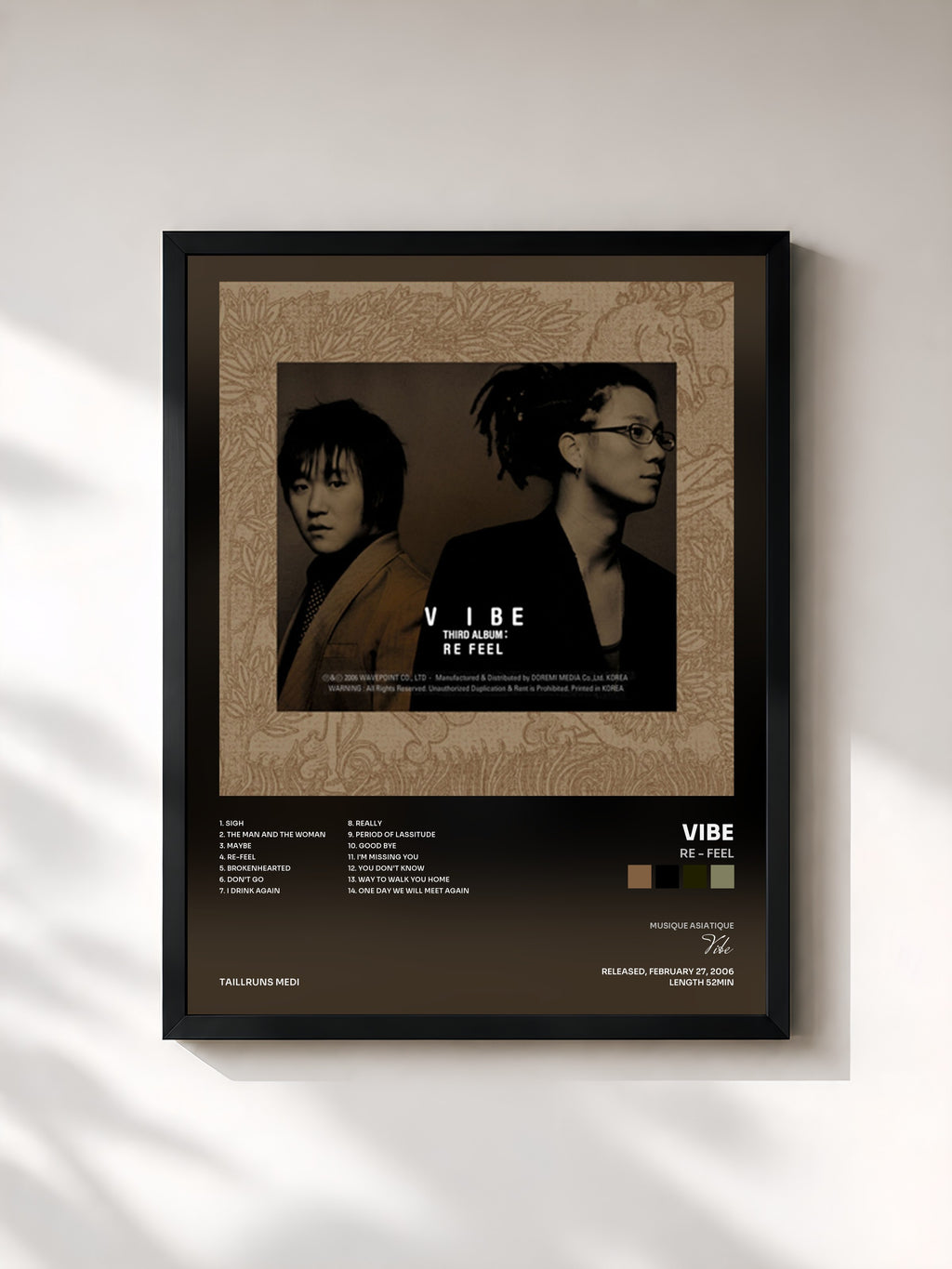 #noir Tableau de l'album Re - Feel de Vibe, cadre noir, imprimé et encadré en France