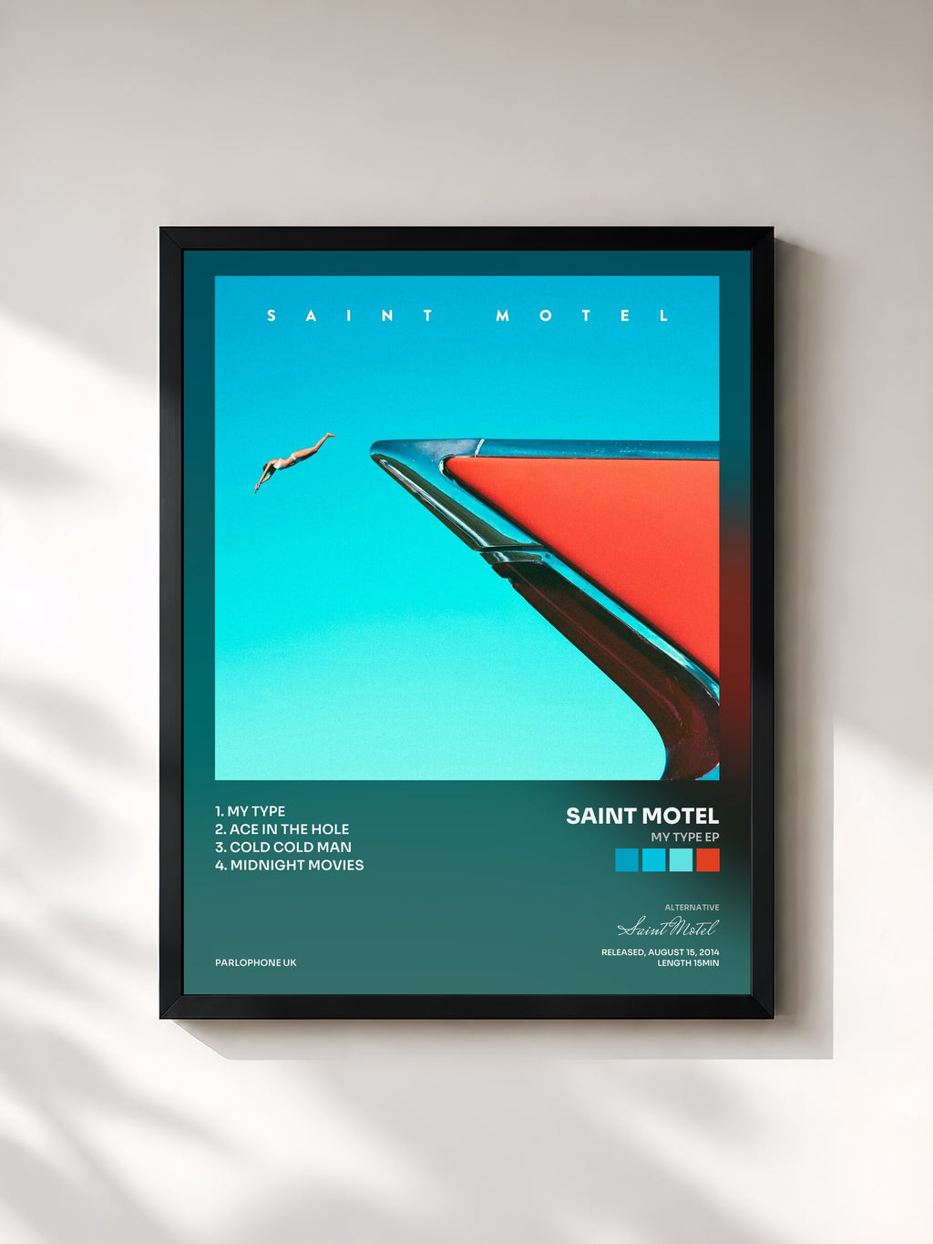 #noir Tableau de l'album My Type EP de Saint Motel, cadre noir, imprimé et encadré en France