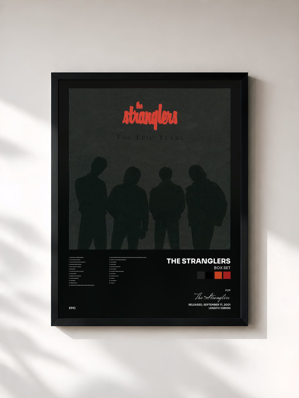 #noir Tableau de l'album Box Set de The Stranglers, cadre noir, imprimé et encadré en France