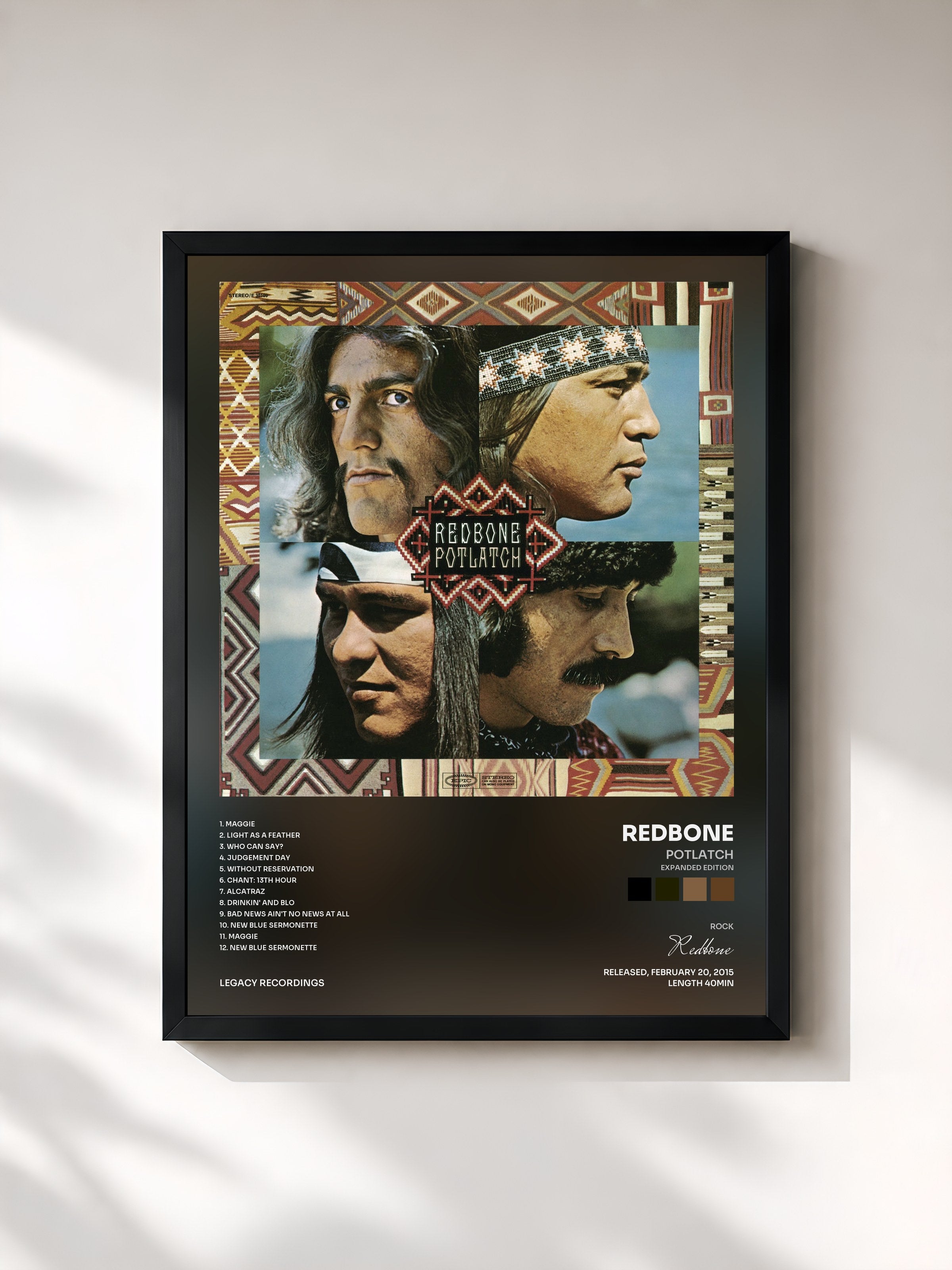 #noir Tableau de l'album Potlatch (Expanded Edition) de Redbone, cadre noir, imprimé et encadré en France