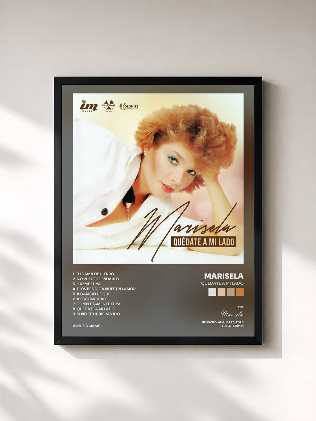 #noir Tableau de l'album Quedate A Mi Lado de Marisela, cadre noir, imprimé et encadré en France