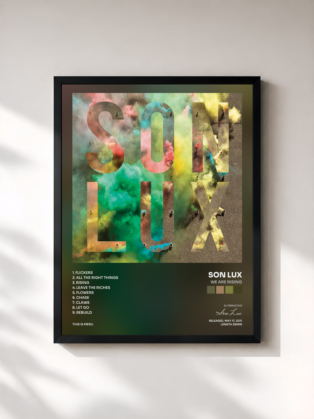 #noir Tableau de l'album We Are Rising de Son Lux, cadre noir, imprimé et encadré en France