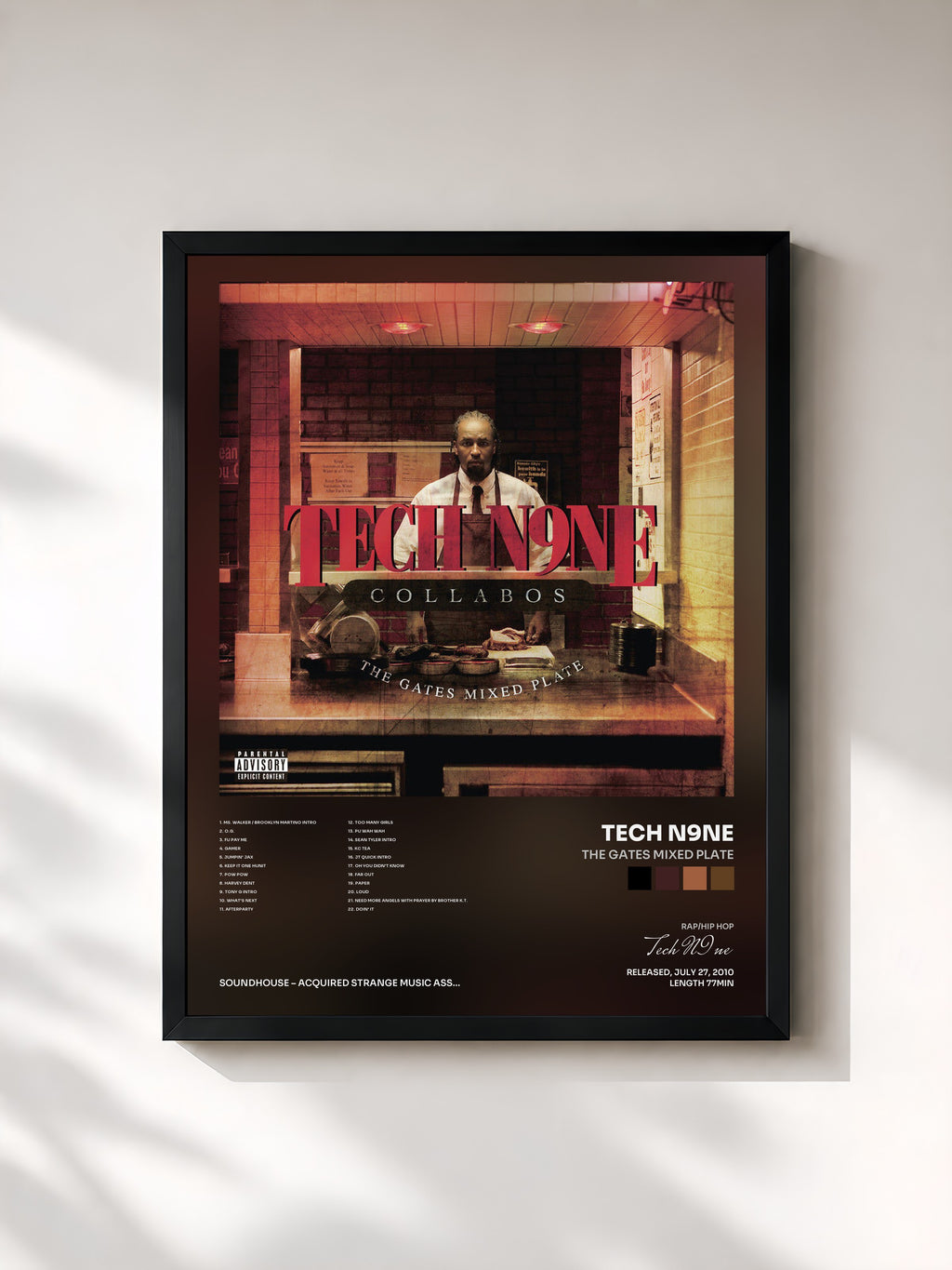 #noir Tableau de l'album The Gates Mixed Plate de Tech N9ne, cadre noir, imprimé et encadré en France