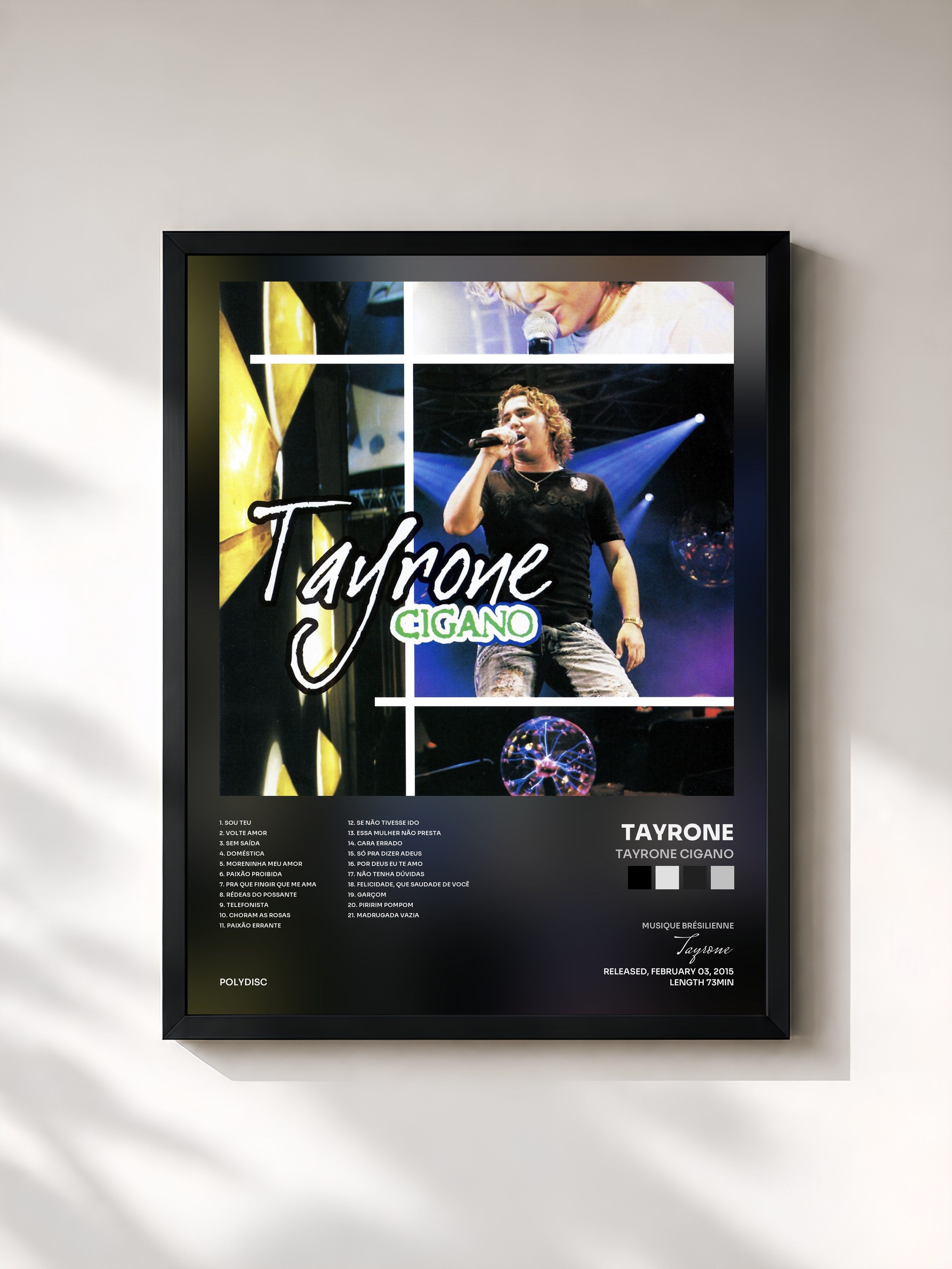 #noir Tableau de l'album Tayrone Cigano de Tayrone, cadre noir, imprimé et encadré en France