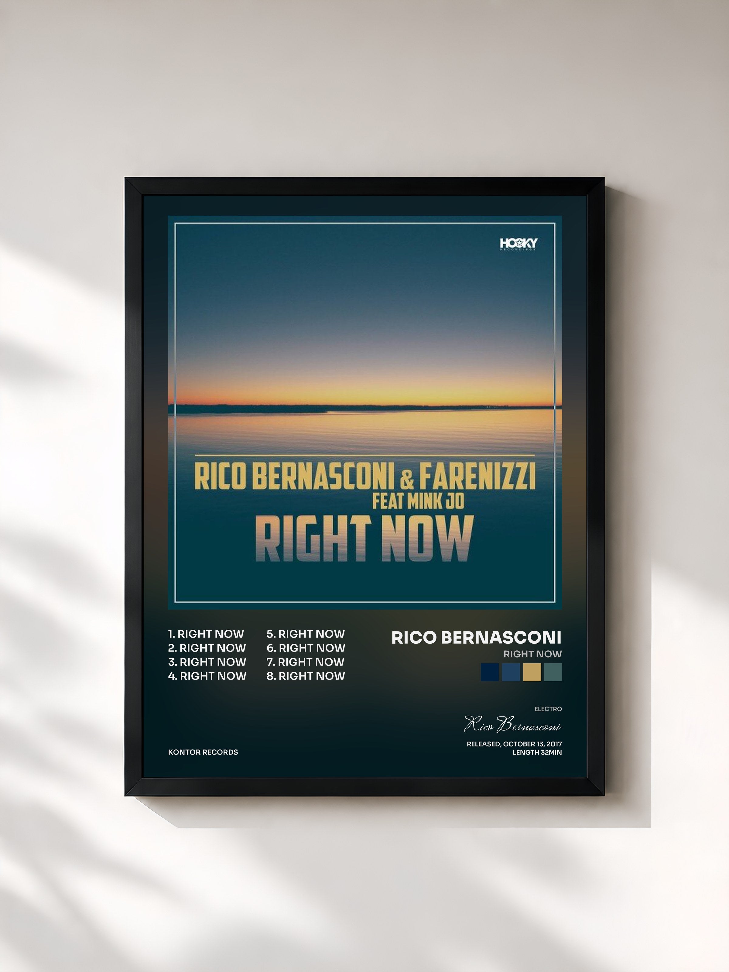 #noir Tableau de l'album Right Now de Rico Bernasconi, cadre noir, imprimé et encadré en France