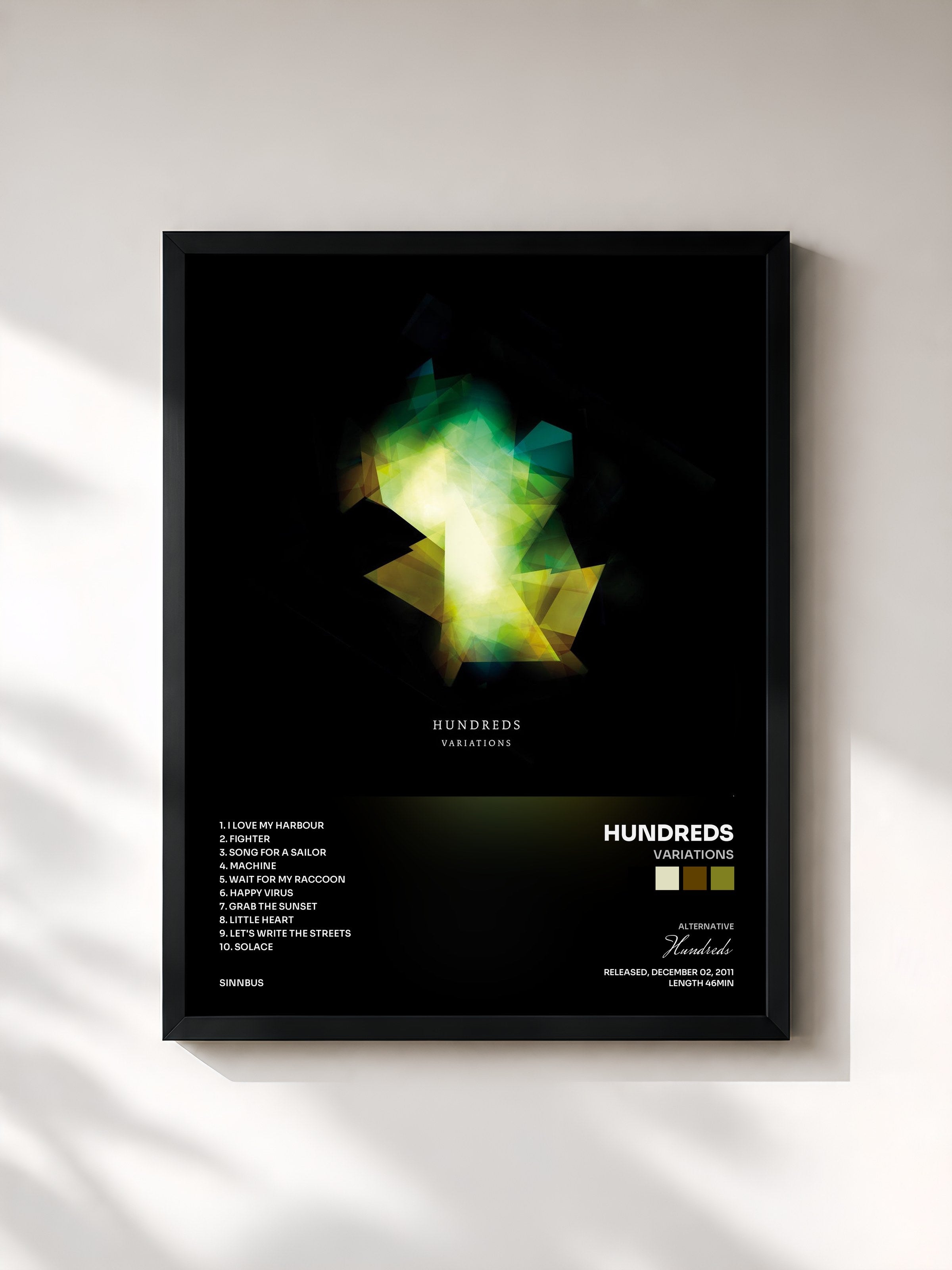 #noir Tableau de l'album Variations de Hundreds, cadre noir, imprimé et encadré en France