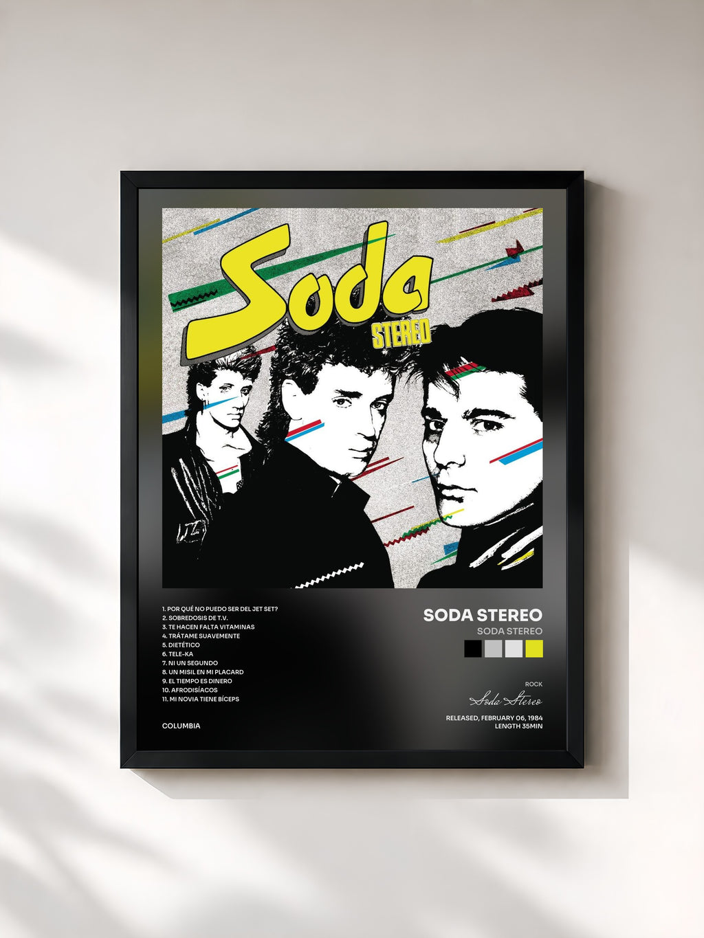 #noir Tableau de l'album Soda Stereo de Soda Stereo, cadre noir, imprimé et encadré en France
