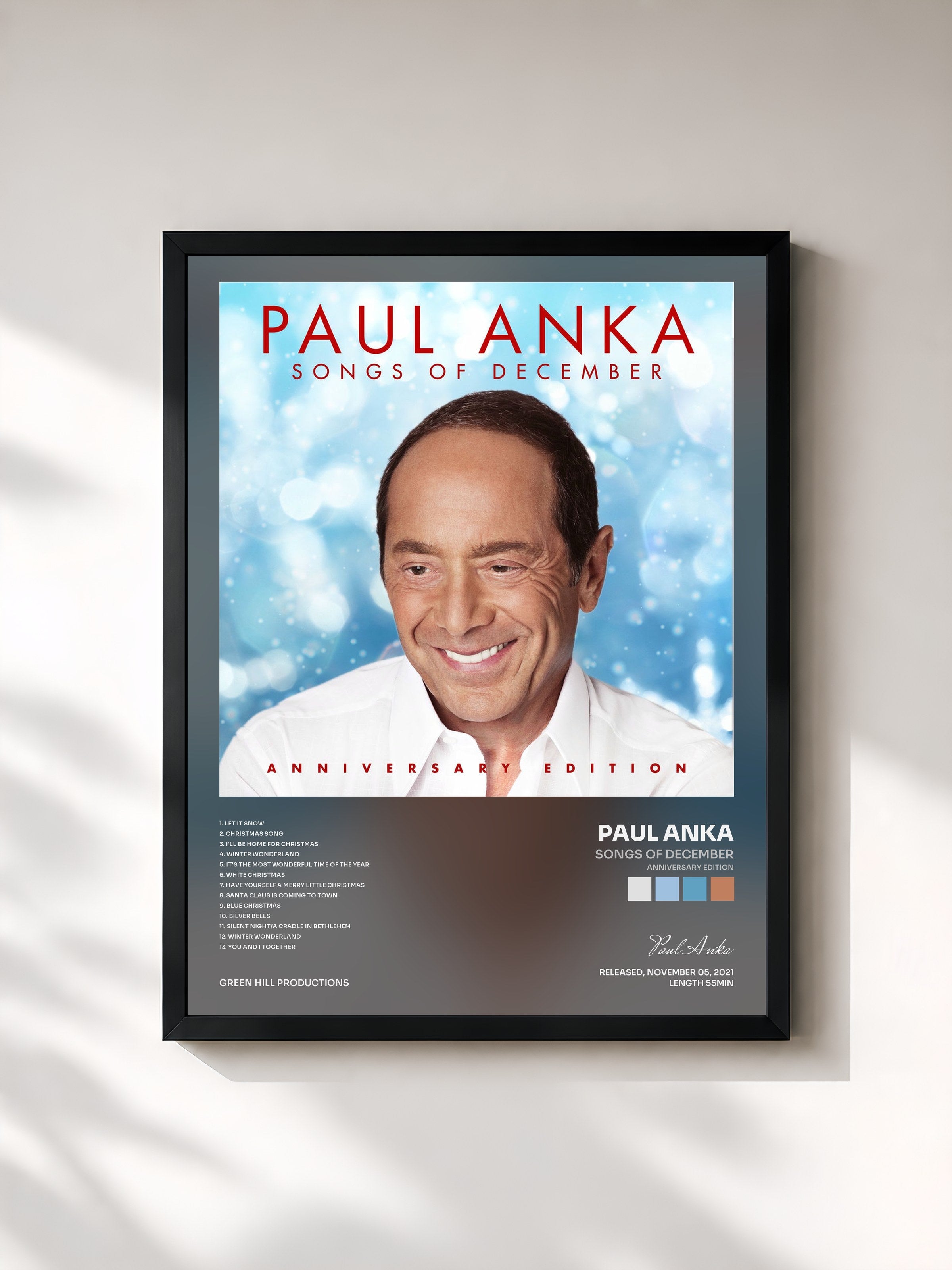 #noir Tableau de l'album Songs of December (Anniversary Edition) de Paul Anka, cadre noir, imprimé et encadré en France