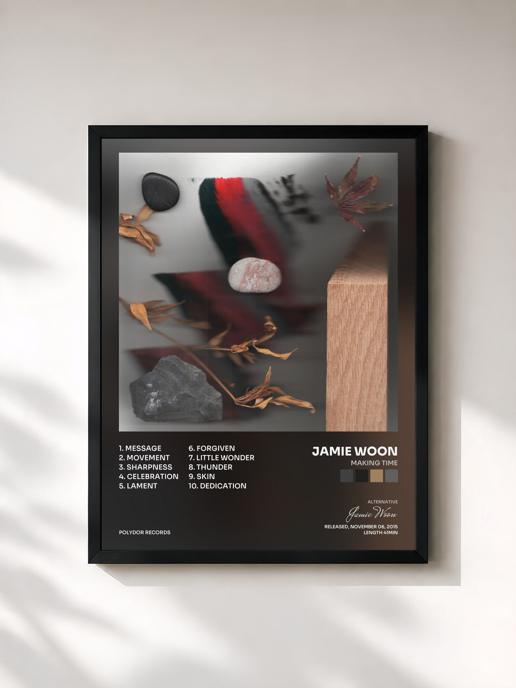 #noir Tableau de l'album Making Time de Jamie Woon, cadre noir, imprimé et encadré en France