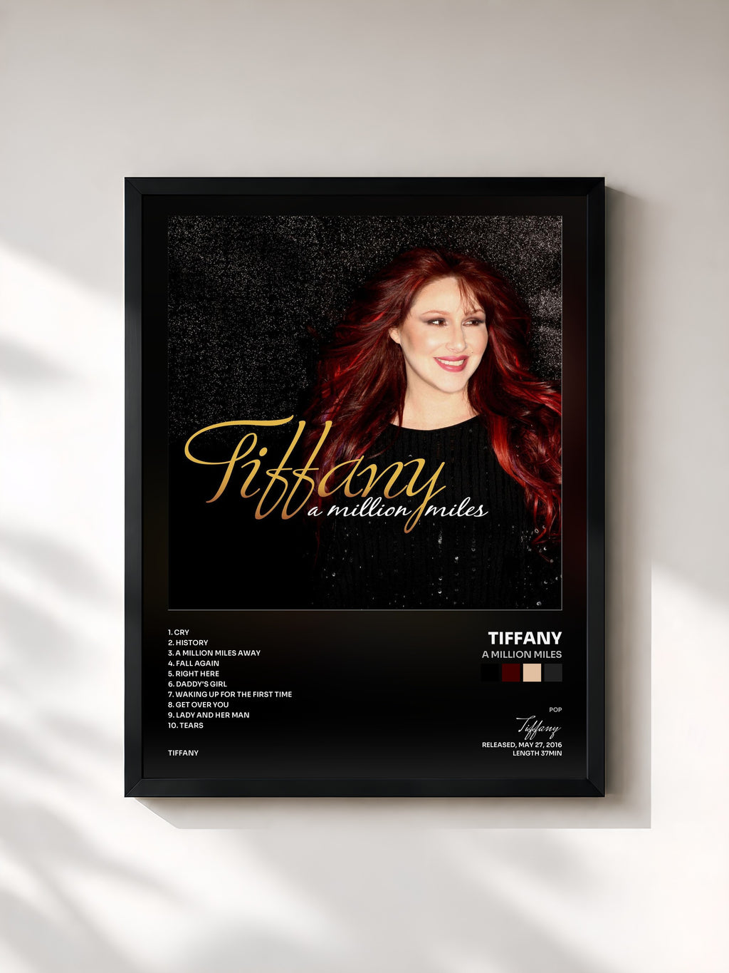 #noir Tableau de l'album A Million Miles de Tiffany, cadre noir, imprimé et encadré en France