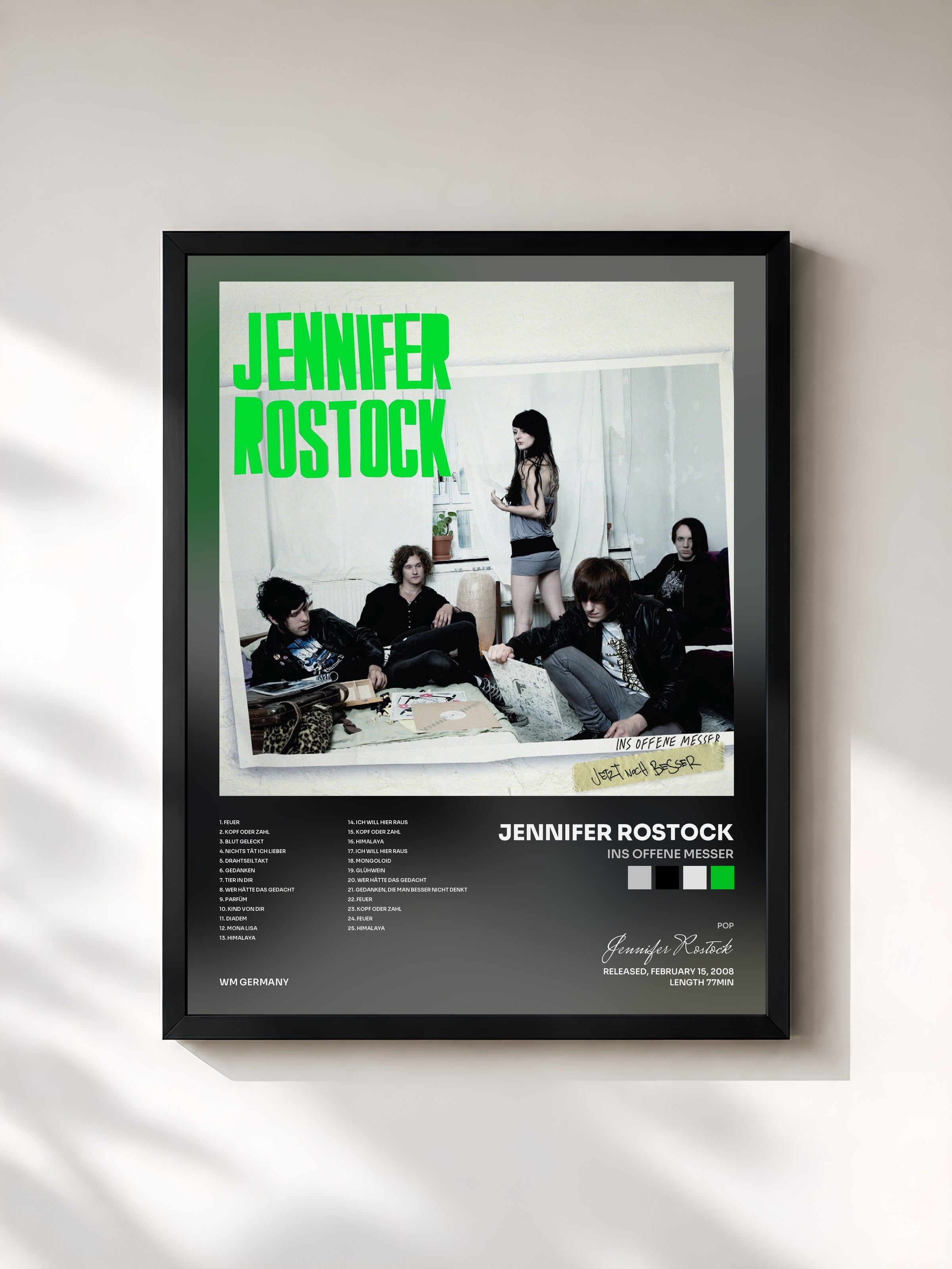 #noir Tableau de l'album Ins offene Messer de Jennifer Rostock, cadre noir, imprimé et encadré en France