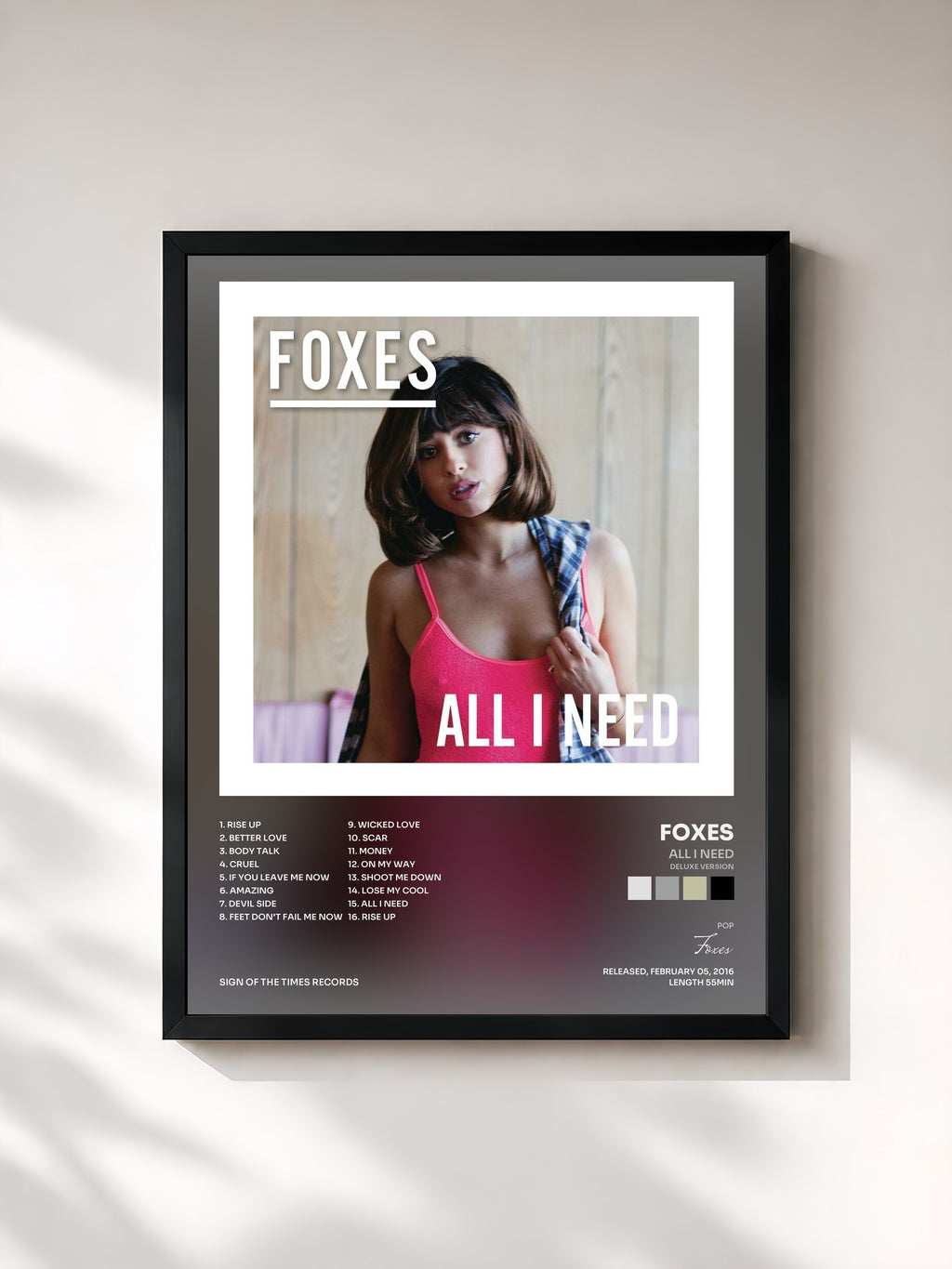 #noir Tableau de l'album All I Need (Deluxe Version) de Foxes, cadre noir, imprimé et encadré en France