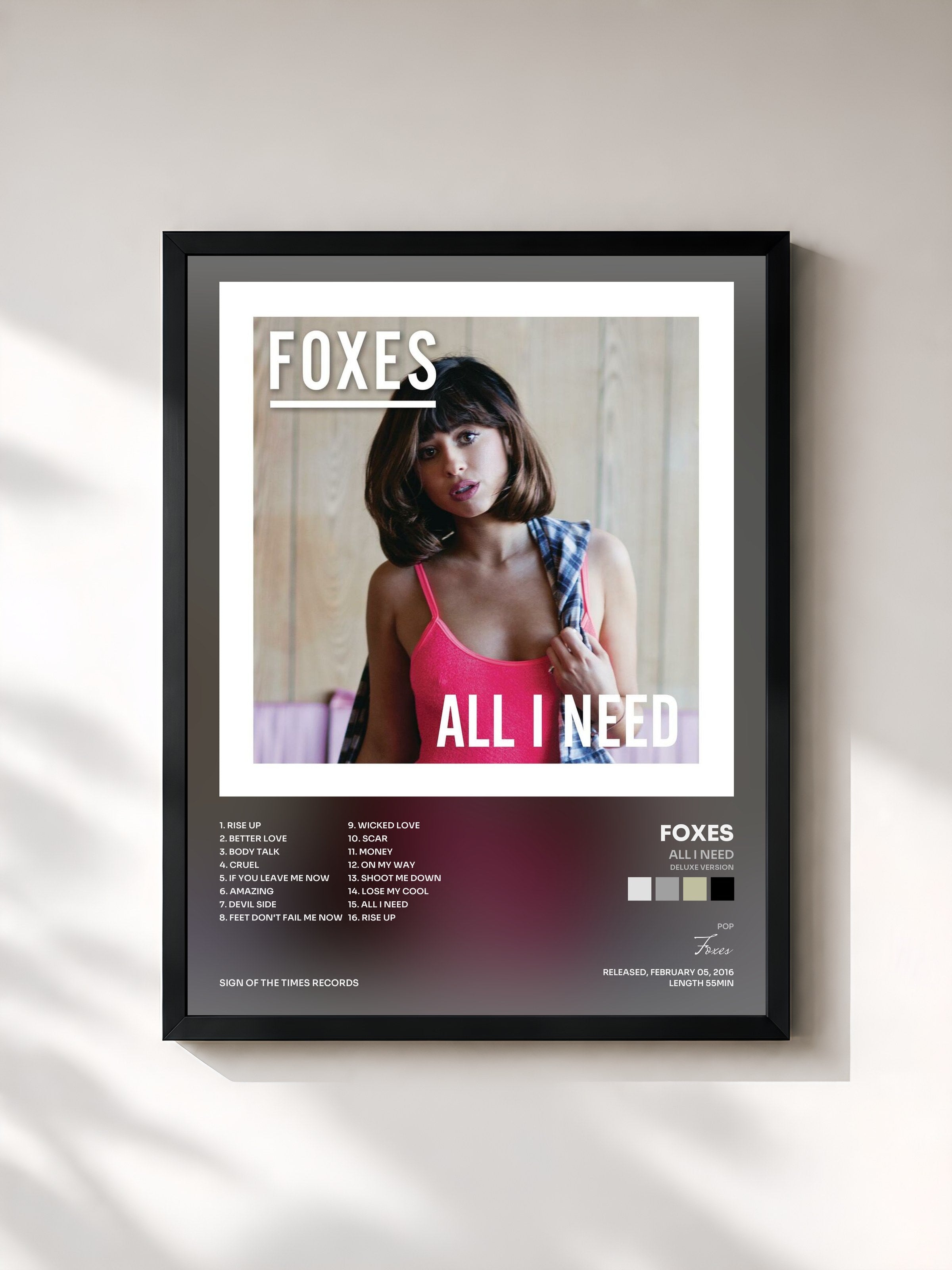 #noir Tableau de l'album All I Need (Deluxe Version) de Foxes, cadre noir, imprimé et encadré en France