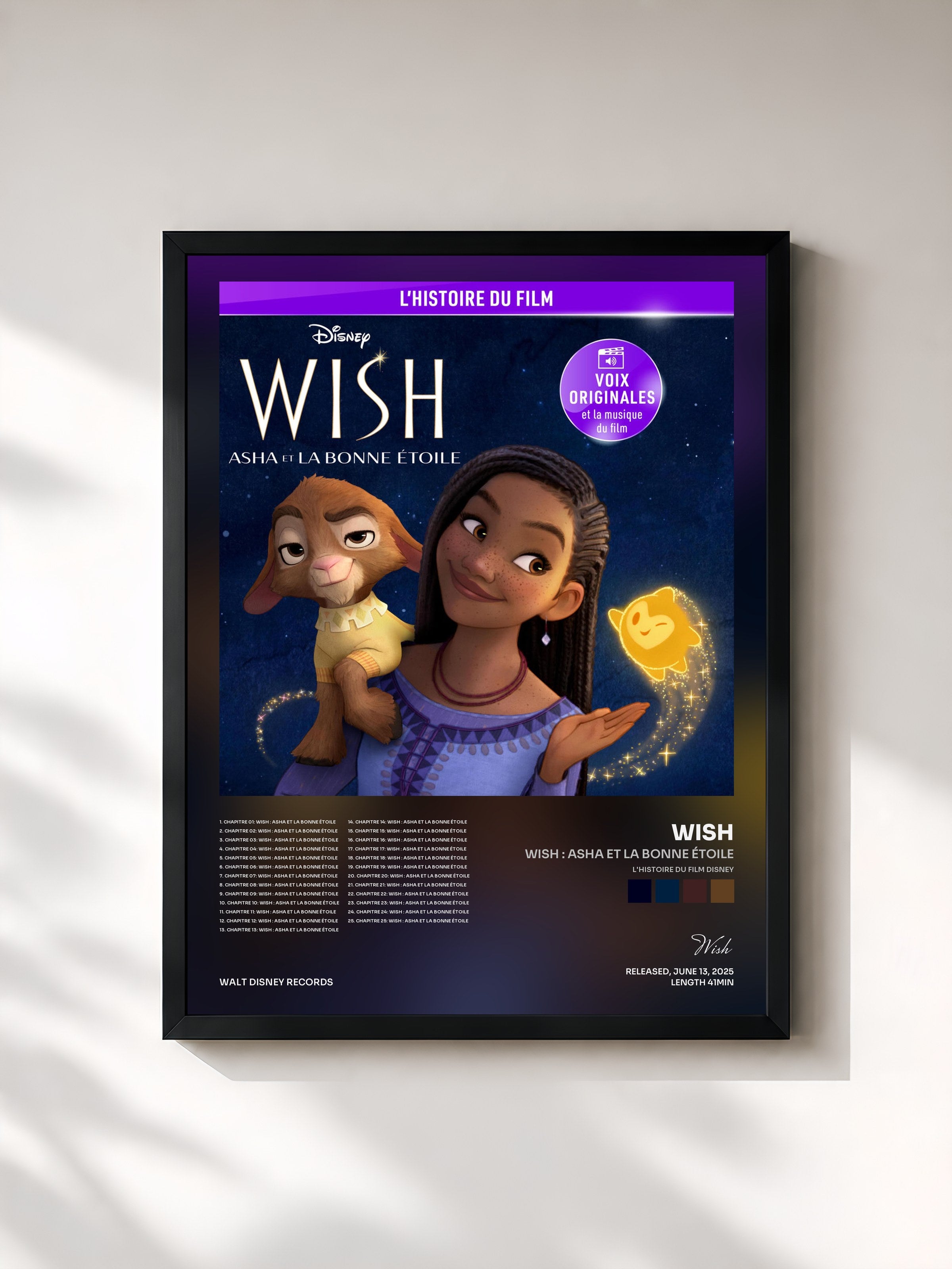 #noir Tableau de l'album Wish : Asha et la bonne étoile (L'histoire du film Disney) de Wish, cadre noir, imprimé et encadré en France