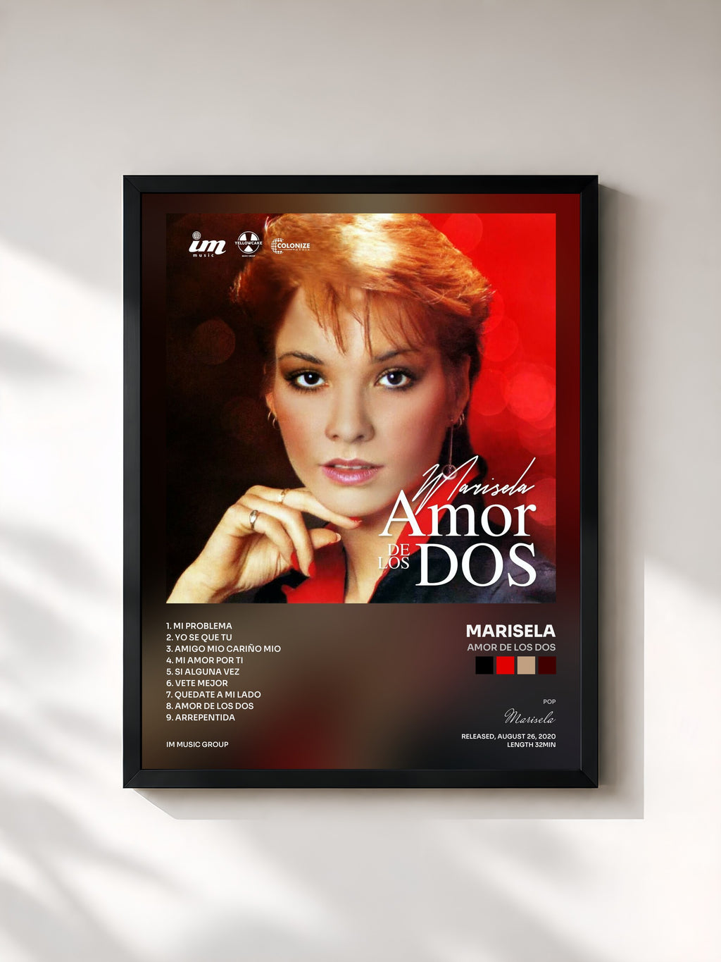 #noir Tableau de l'album Amor de Los Dos de Marisela, cadre noir, imprimé et encadré en France